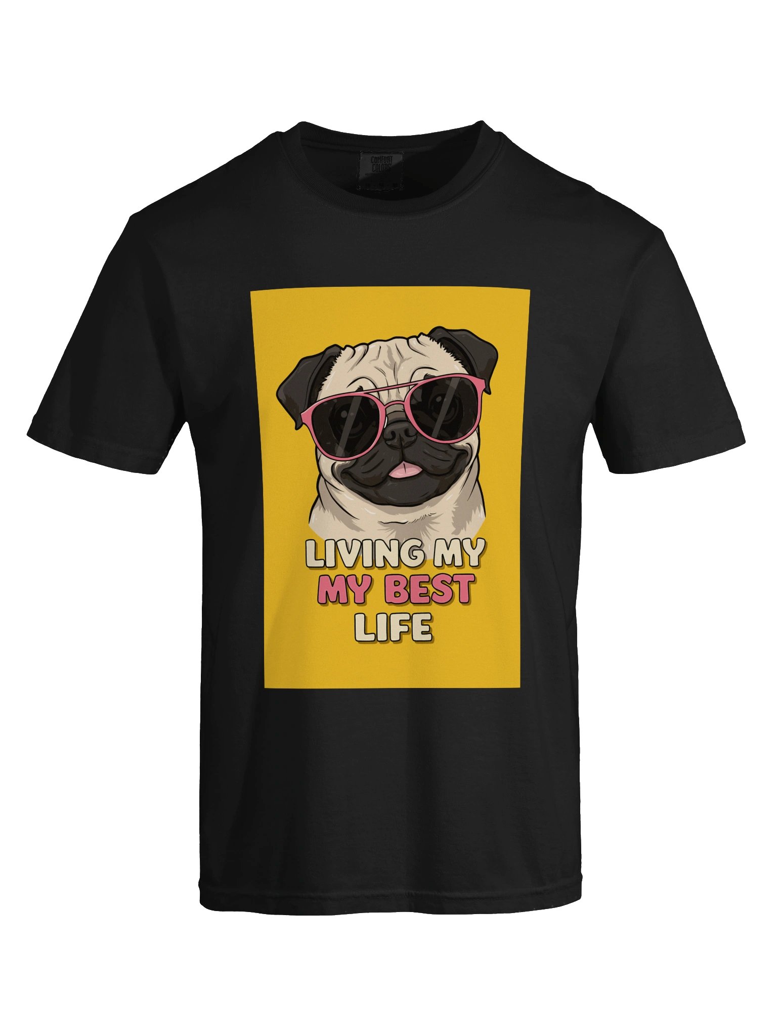 Men’s Pug Living My Best Life T-Shirt – Funny Dog Sunglasses Design product image (7)