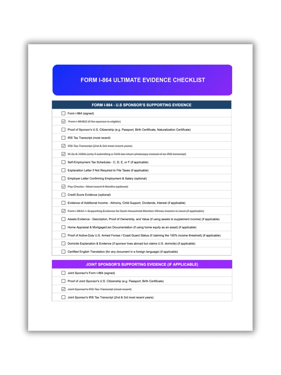 Adjustment of Status Checklist product image (2)