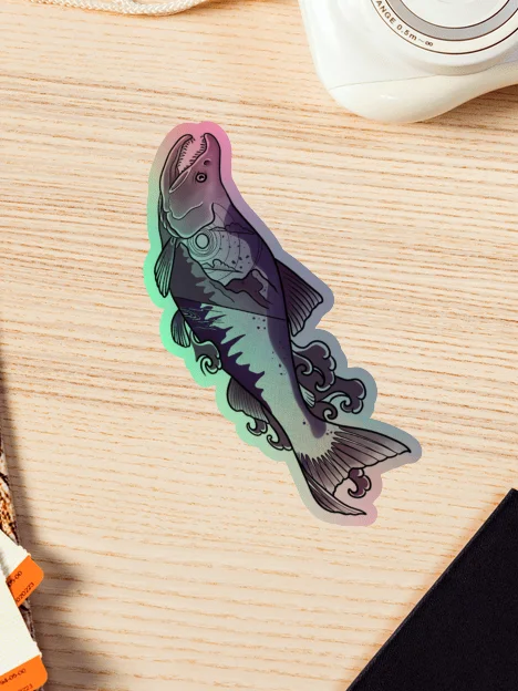 Salmon Run Holographic kiss cut Sticker product image (1)