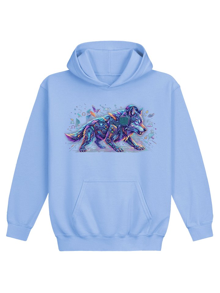 Neon Cyber Wolf Youth Gaming Hoodie product image (7)
