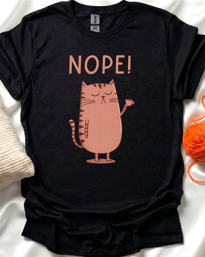 Nope Cat Coffee Break T-Shirt product image (1)
