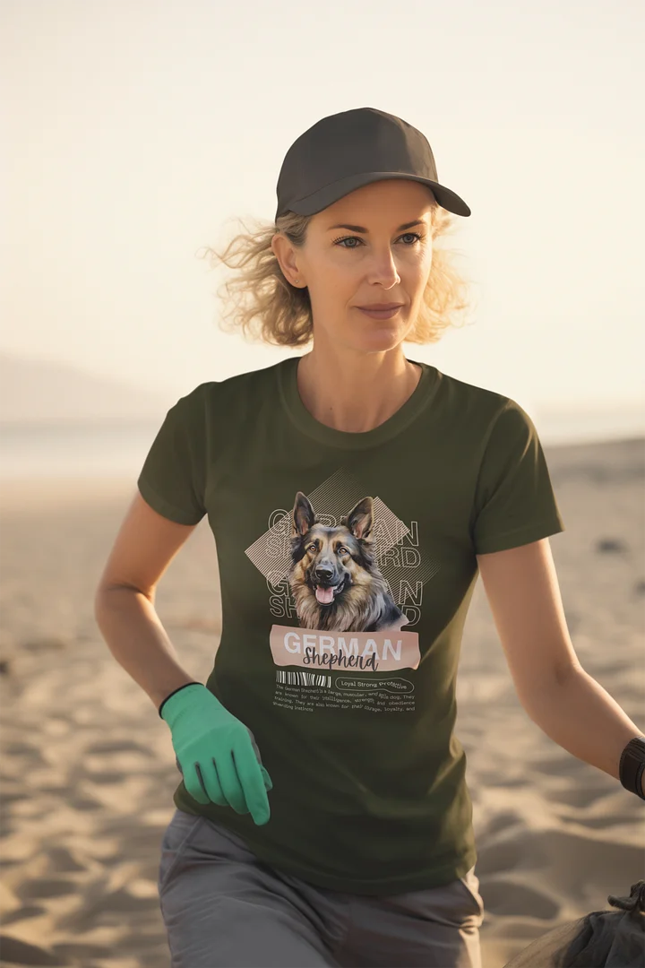 Dark Color German Shepherd with Background Regular Fit T-shirt product image (51)