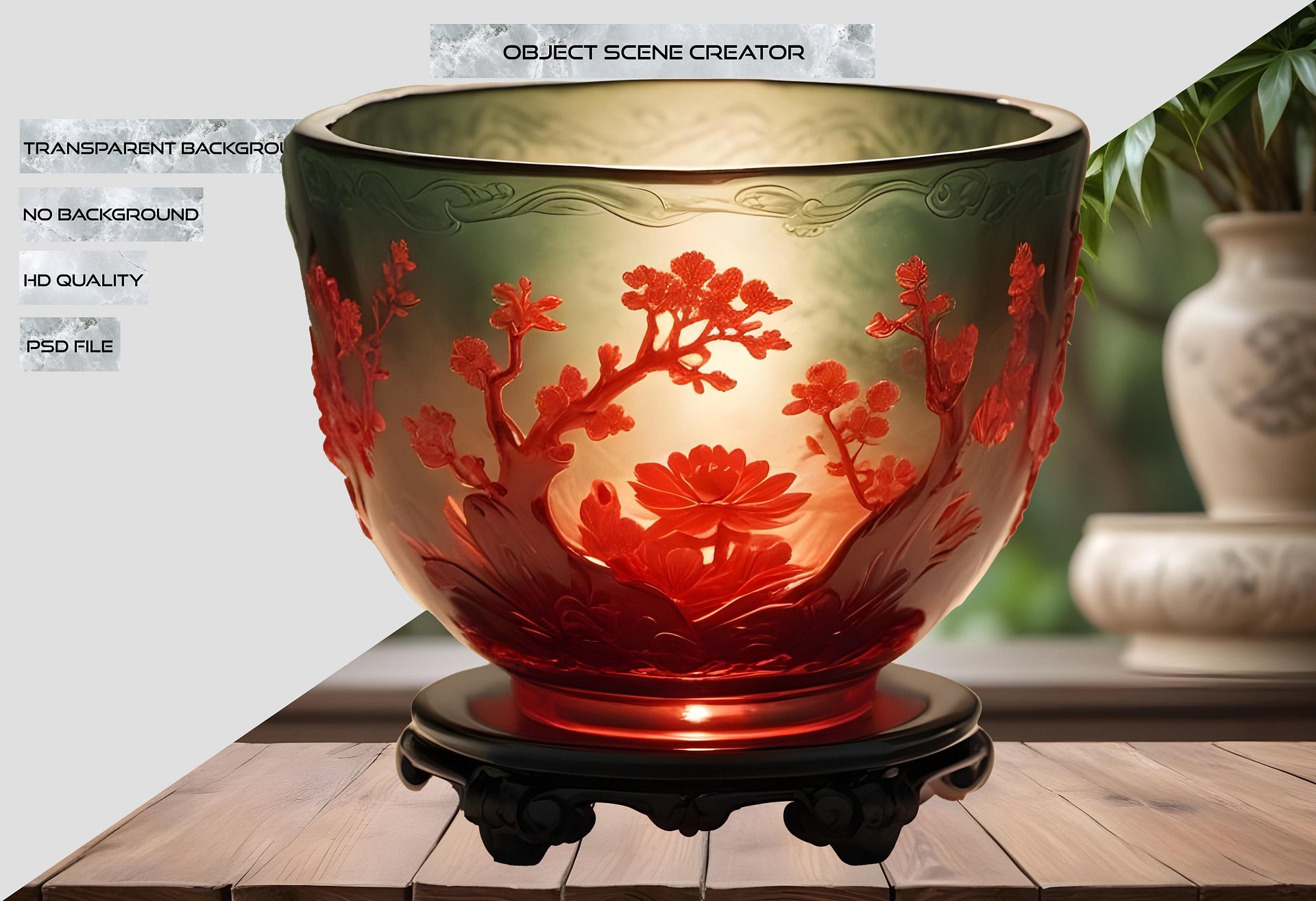 Chinese Glass Bowl – Radiant Floral Elegance PNG product image (2)