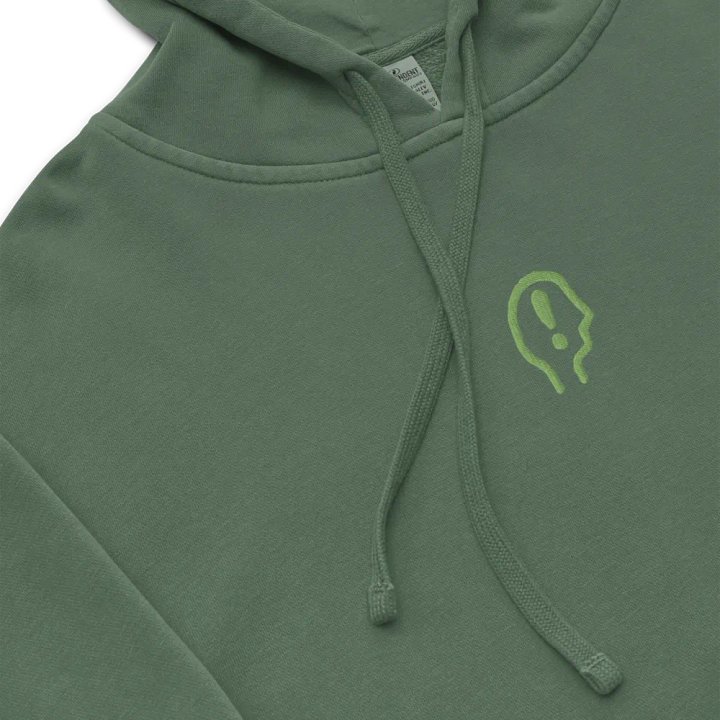 EXCLAIMING MENTALLY (C. light green) embroidered pigment hoodie product image (1)