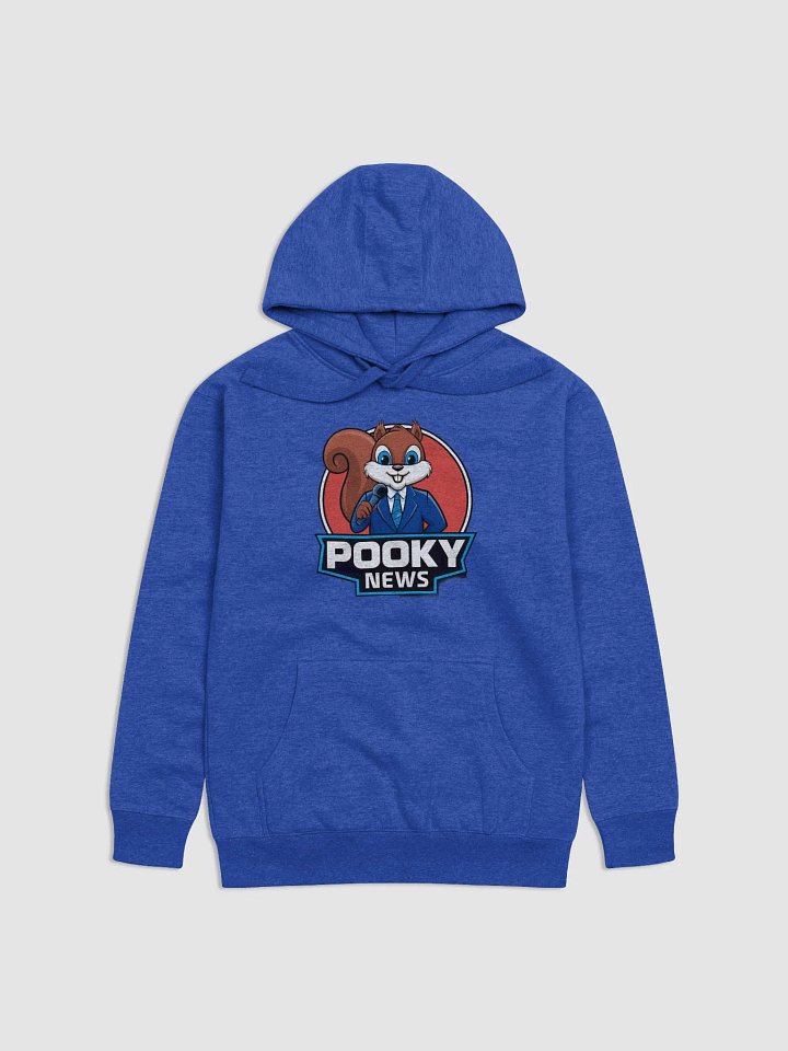 Super Soft Hoodie: Pooky News, Pooky in a suit with a red circular background product image (1)