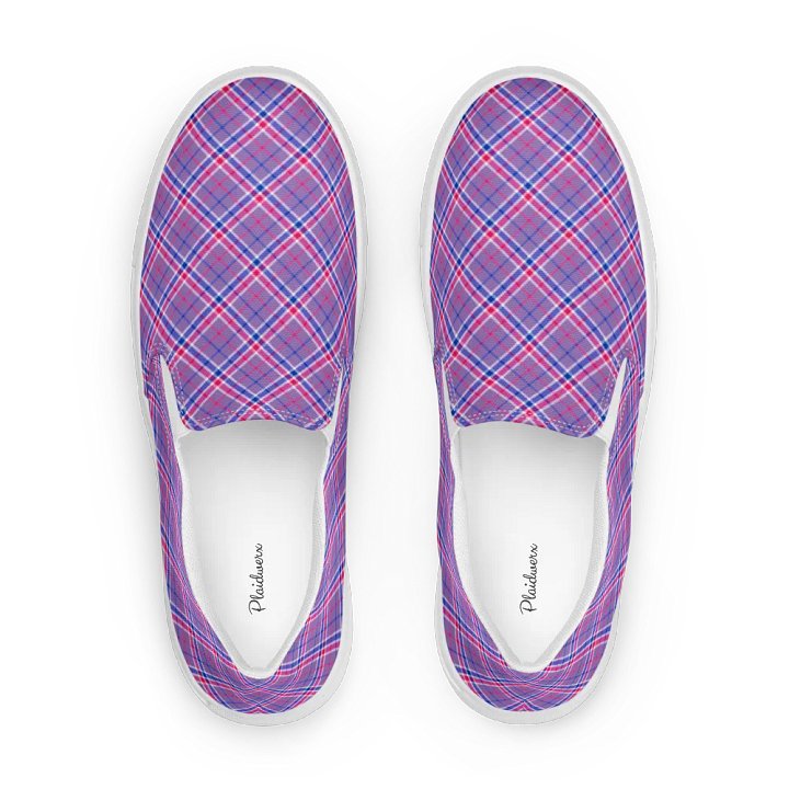 Lavender, Magenta, and Blue Plaid Women's Slip-On Shoes product image (1)