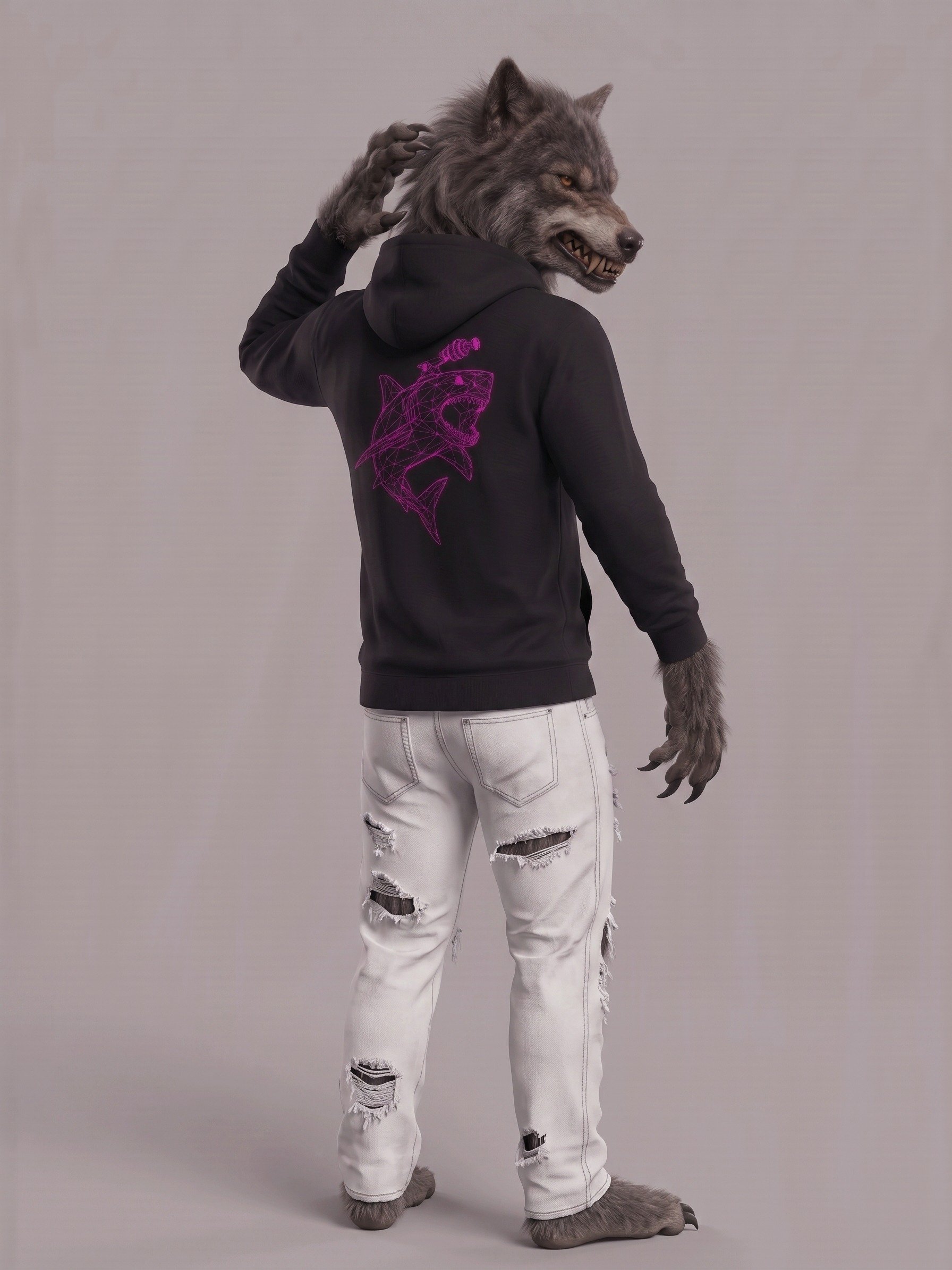 3D Shark Poly Hoodie product image (2)