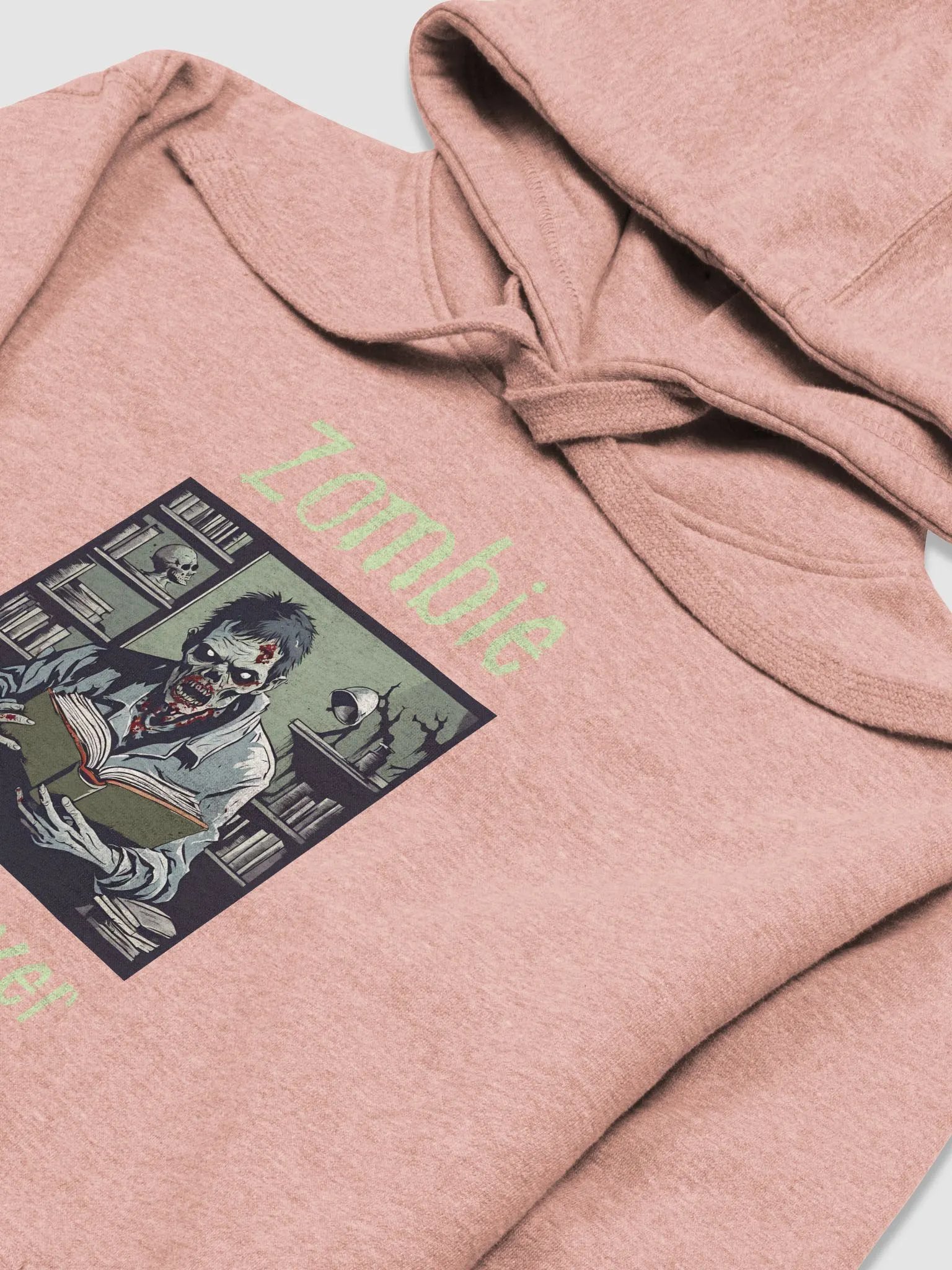 Zombie Book Lover Dusty rose pink Unisex Hoodie product image (3)