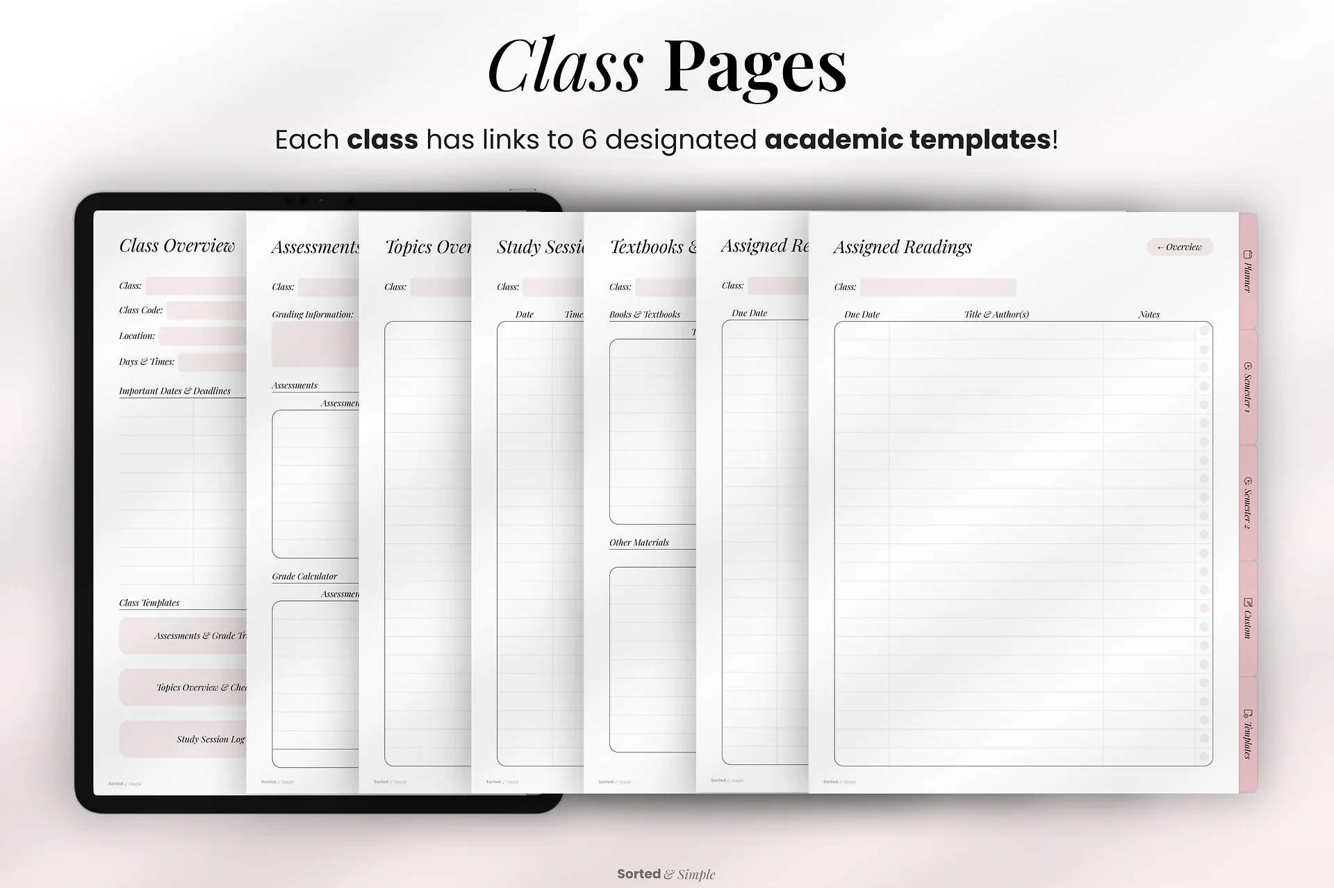 2026/2027 Mid-Year Student Digital Planner Portrait - Dusty Pink product image (5)