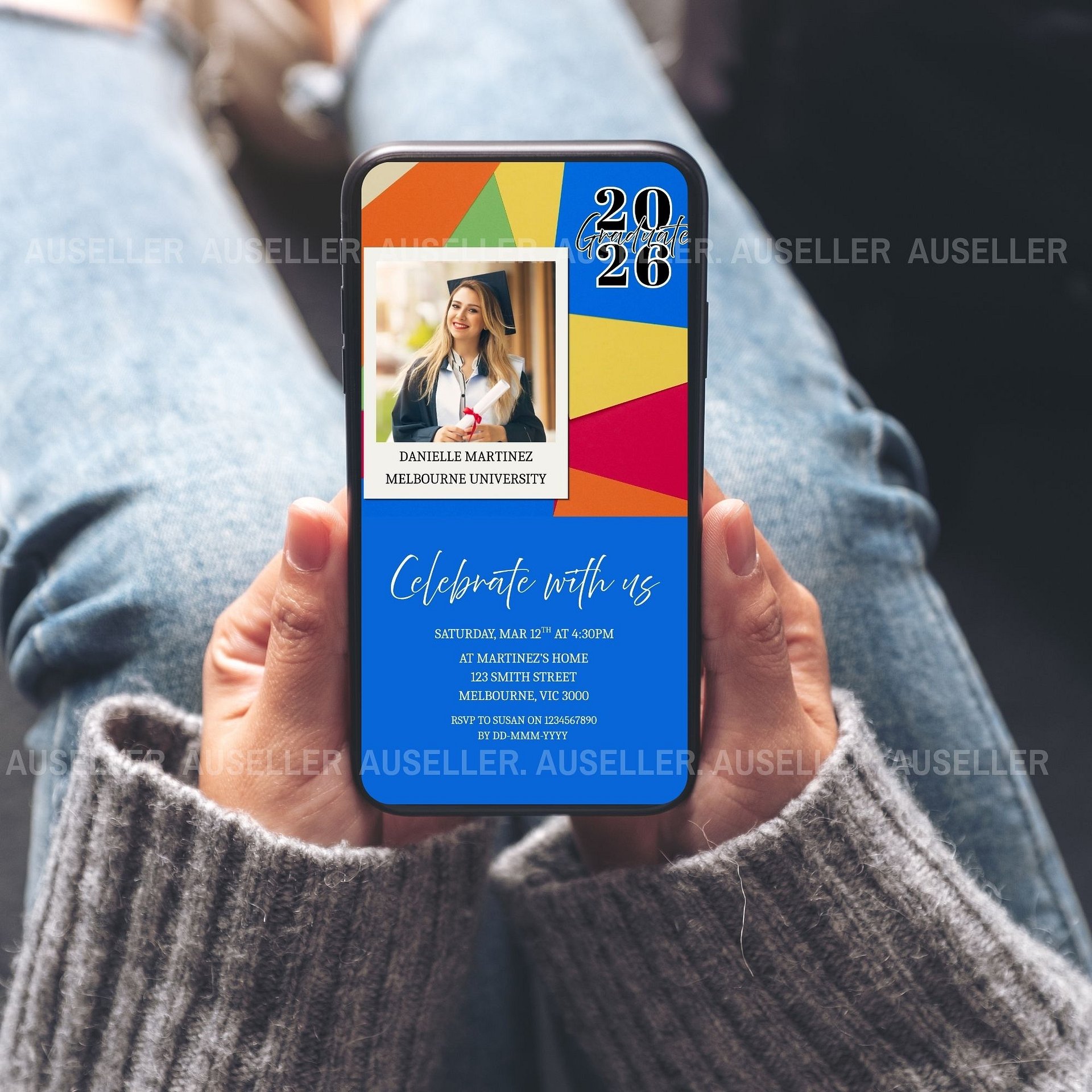 Colourful Graduation Invitation Template 2026 Editable Canva product image (8)