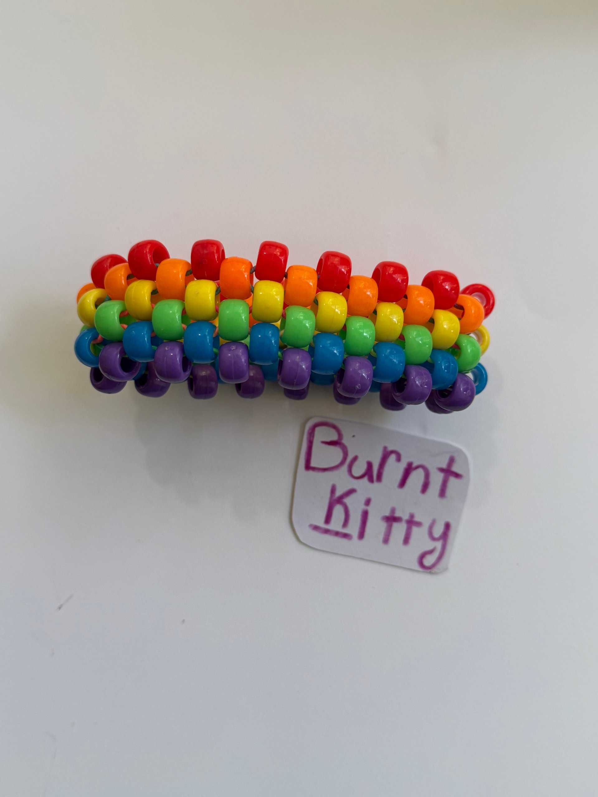 Handmade Rainbow Kandi Cuff Bracelet | Multi-Stitch Beaded Cuff product image (1)