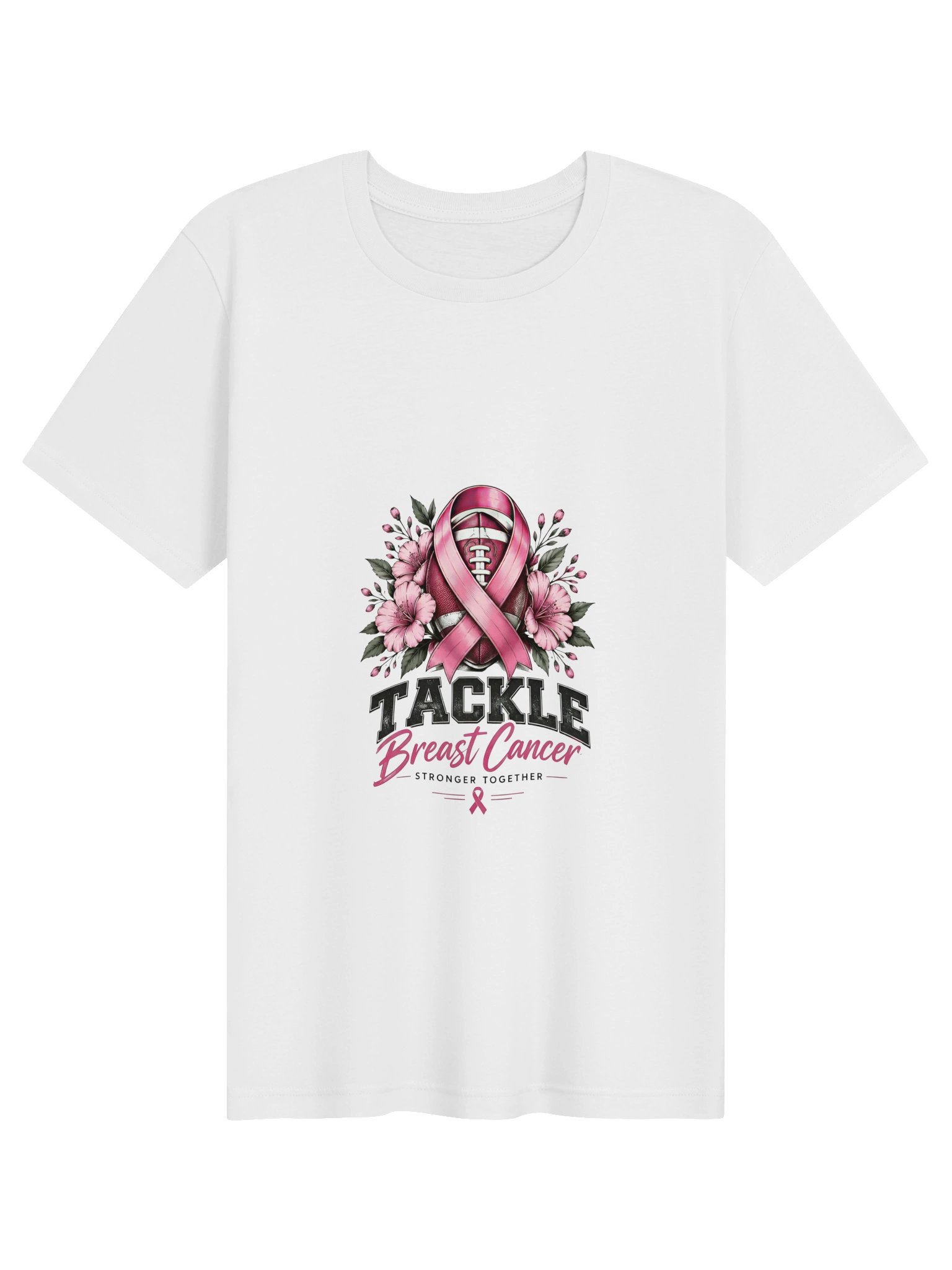 Stronger Together Floral Pink Ribbon Shirt Breast Cancer Awareness Tee product image (1)