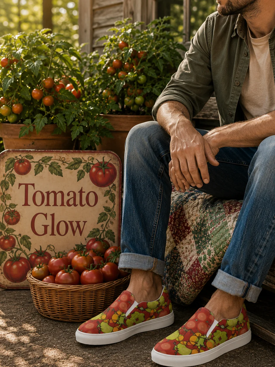 Tomato Glow – Men's Slip-On Canvas Shoes product image (1)