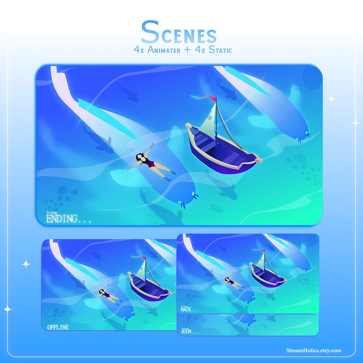 UNDERWATER Stream Overlay Animated Pack, Whale Stream Overlay Animated, Ocean Stream Overlay, Blue Stream Overlay Animated, Blue Overlay product image (2)