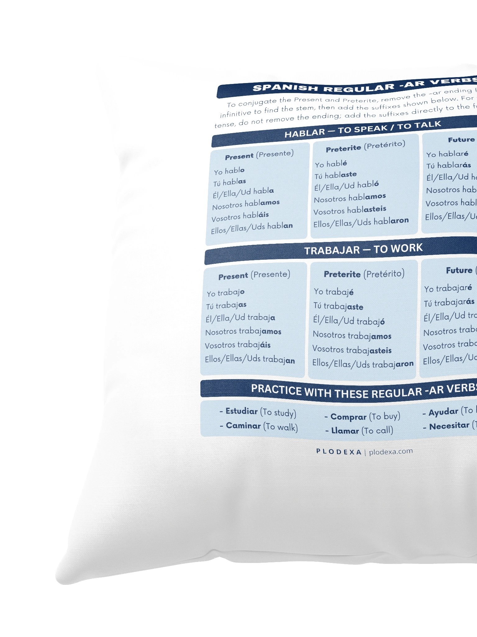 Spanish Regular -AR Verbs Conjugation Pillow product image (3)