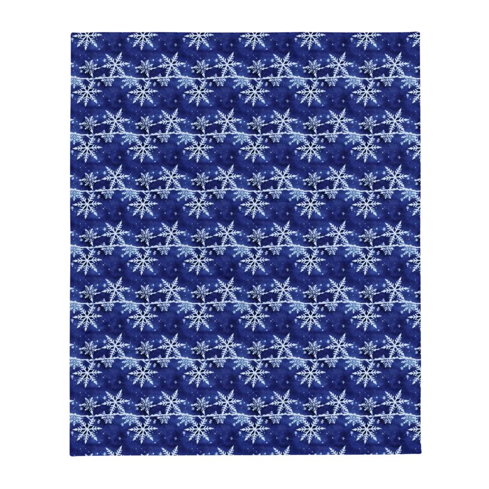 Indigo Snowflake Fluffy Blanket Throw product image (7)