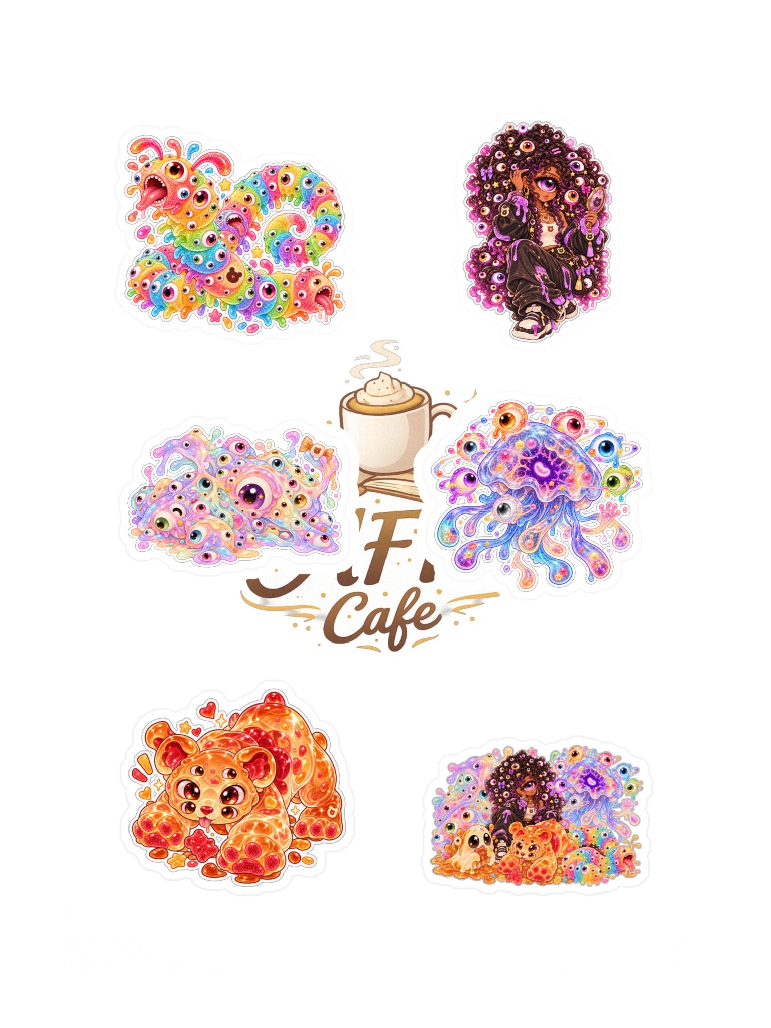 Gummy Grindlings: Many-Eyed Mutants — 6 Sticker Pack product image (3)