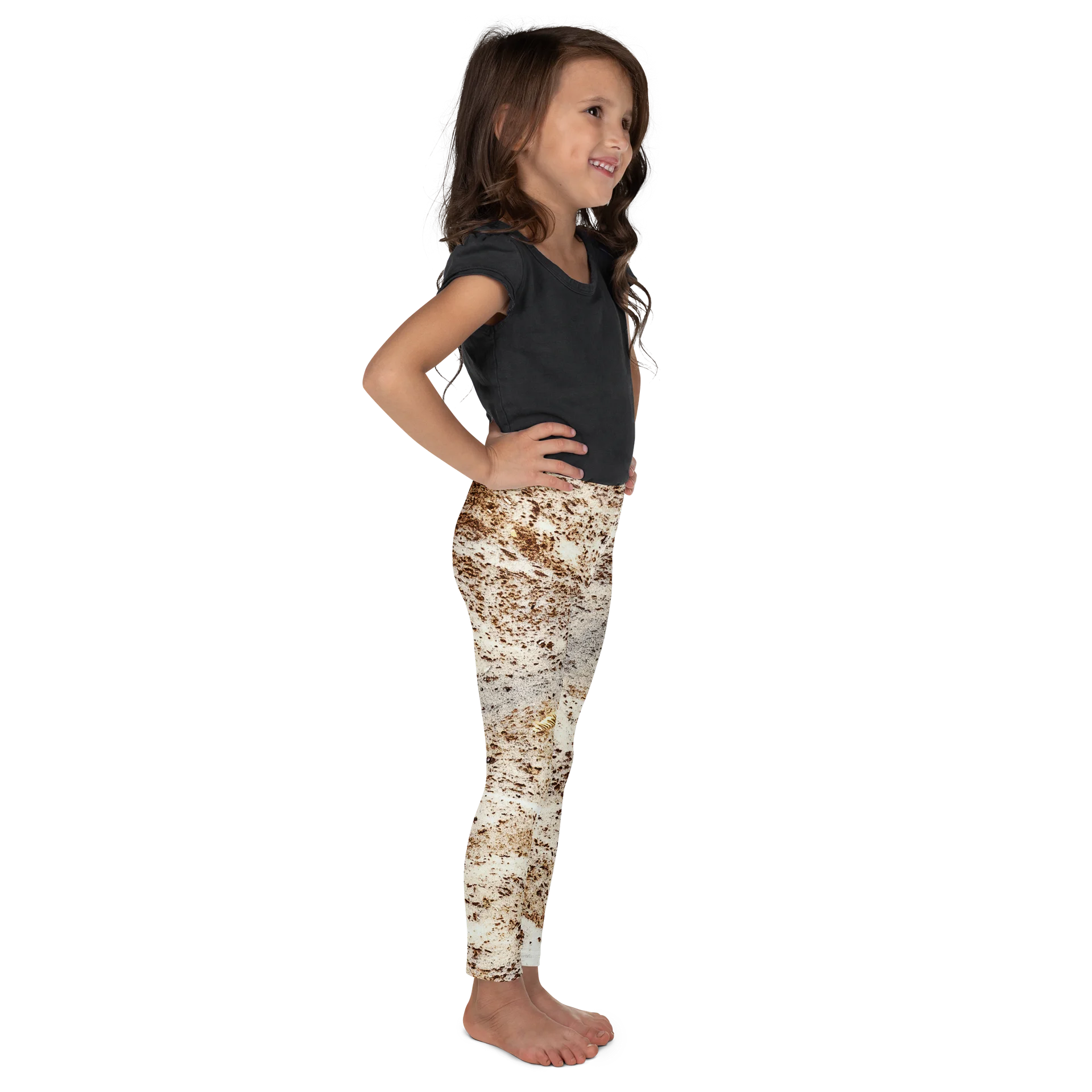 Espresso Swirl: Kids All-Over Print Earthy Brown & Cream Stretch Leggings product image (5)