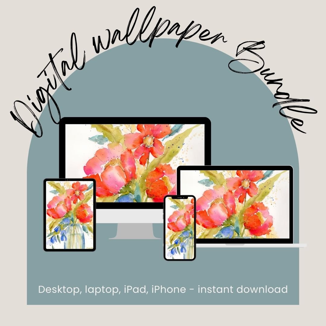 Poppin' Poppies Watercolor Digital Wallpaper Bundle product image (9)