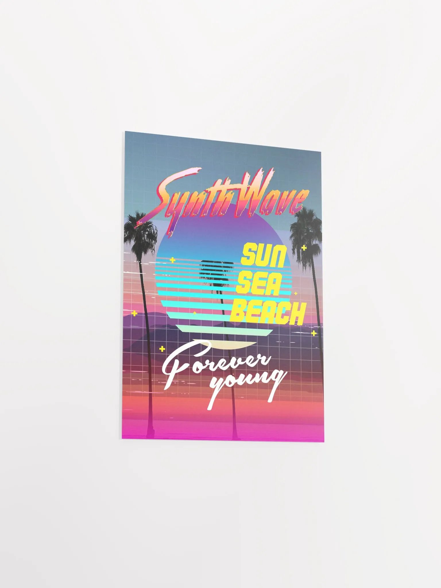 Synthwave poster: Sun. Sea. Beach [retrowave/vaporwave/synthwave] — aesthetic poster, retrowave art print, neon poster, 80s poster product image (8)