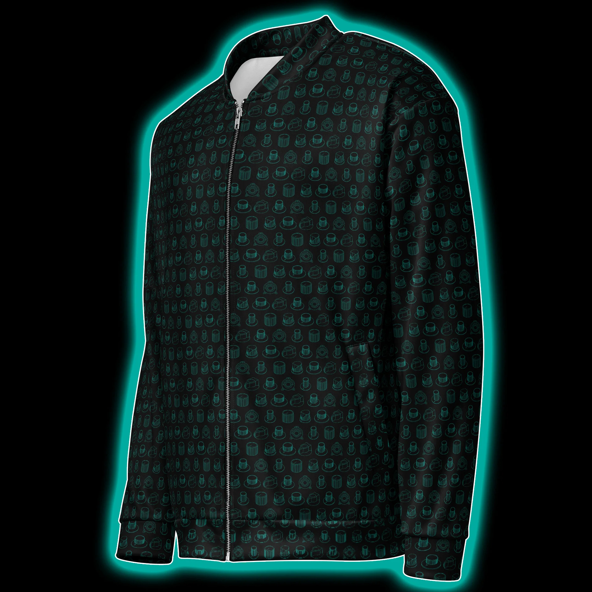 Synthesis Icons Studio Jacket - (7 Iconic Synth Knobs) TURQUOISE product image (2)