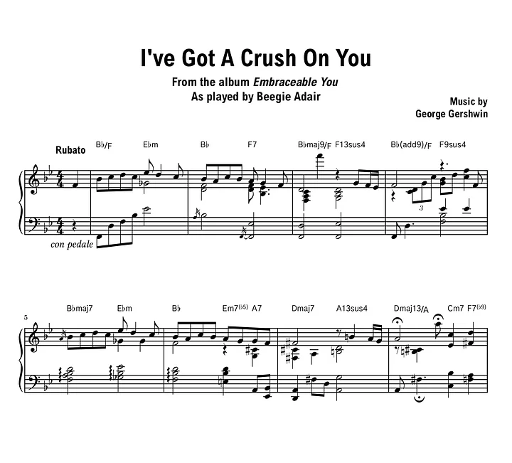 Beegie Adair - I've Got A Crush On You - Sheet music (PDF) product image (1)