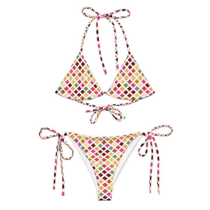 Colorful Square Pattern Design String Bikini - v4 product image (2)