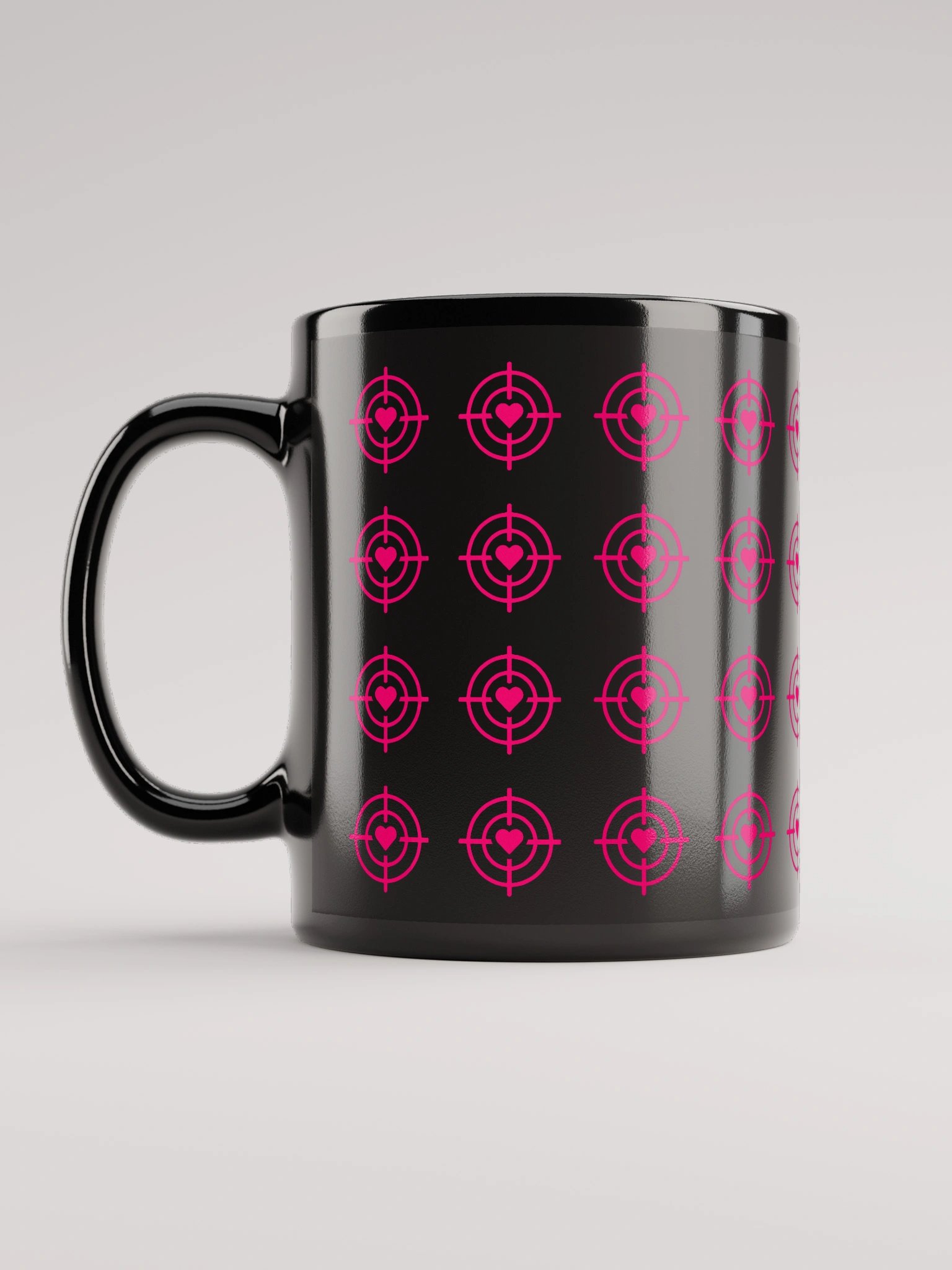 Pink Heart Crosshair Black Mug product image (1)
