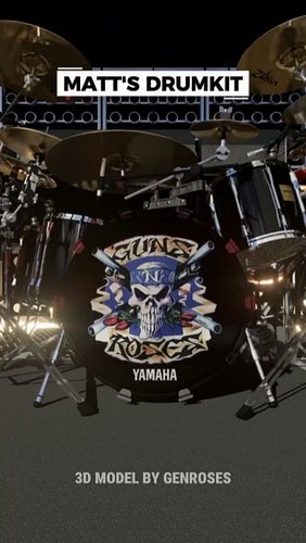 MATT SORUM'S YAMAHA ROCK TOUR CUSTOM DRUMKIT
This specific black kit, featuring Mear's artwork on the bass drum head, was use...