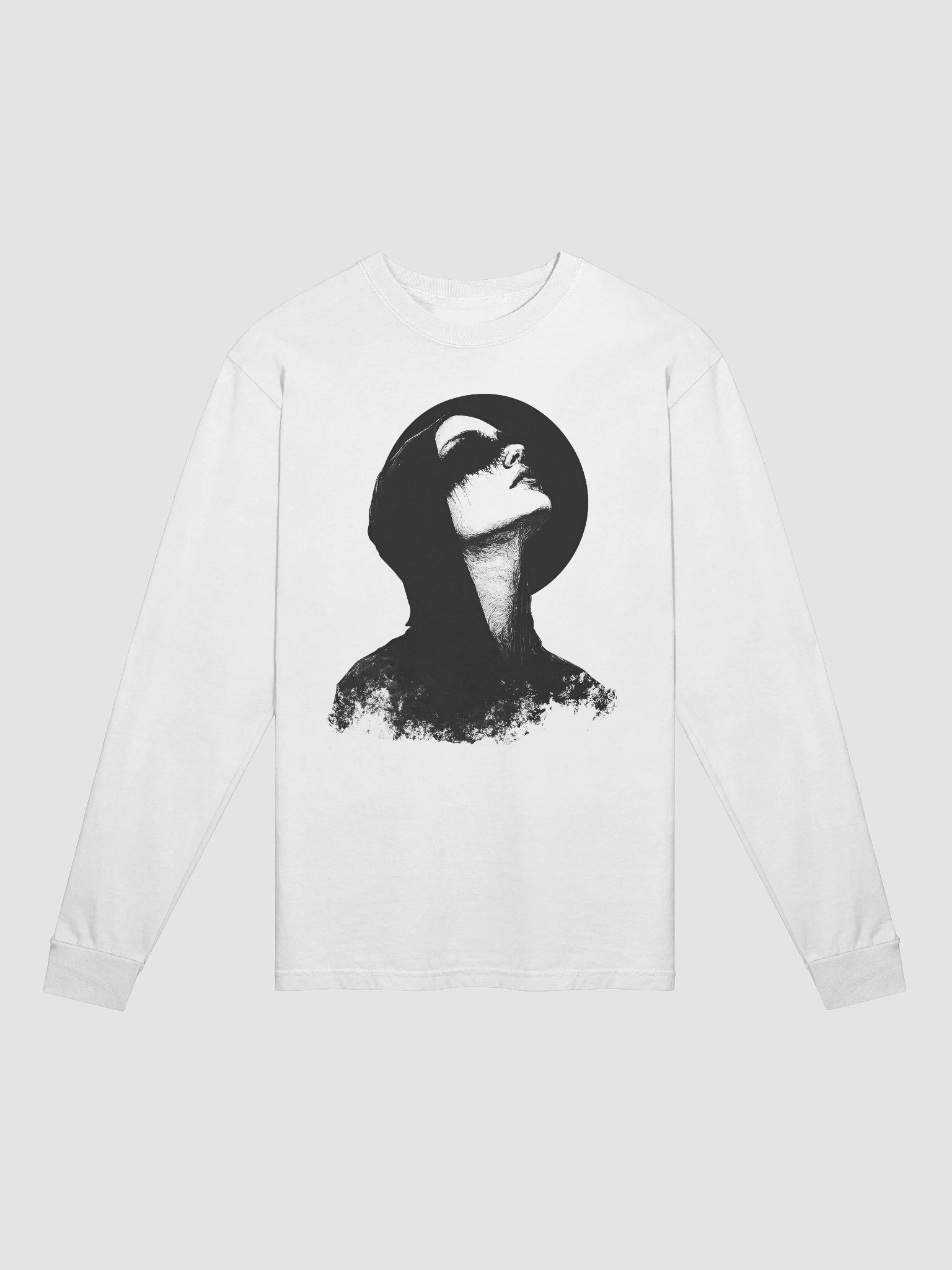 Moon Hooded Woman White Long Sleeve Shirt product image (1)