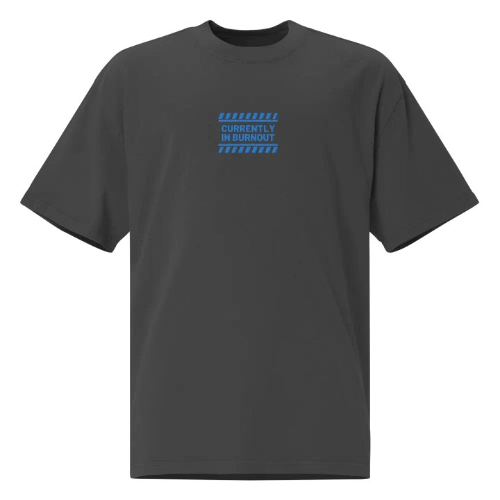 CURRENTLY IN BURNOUT (outline, aqua thread) oversized faded neutral tee product image (1)