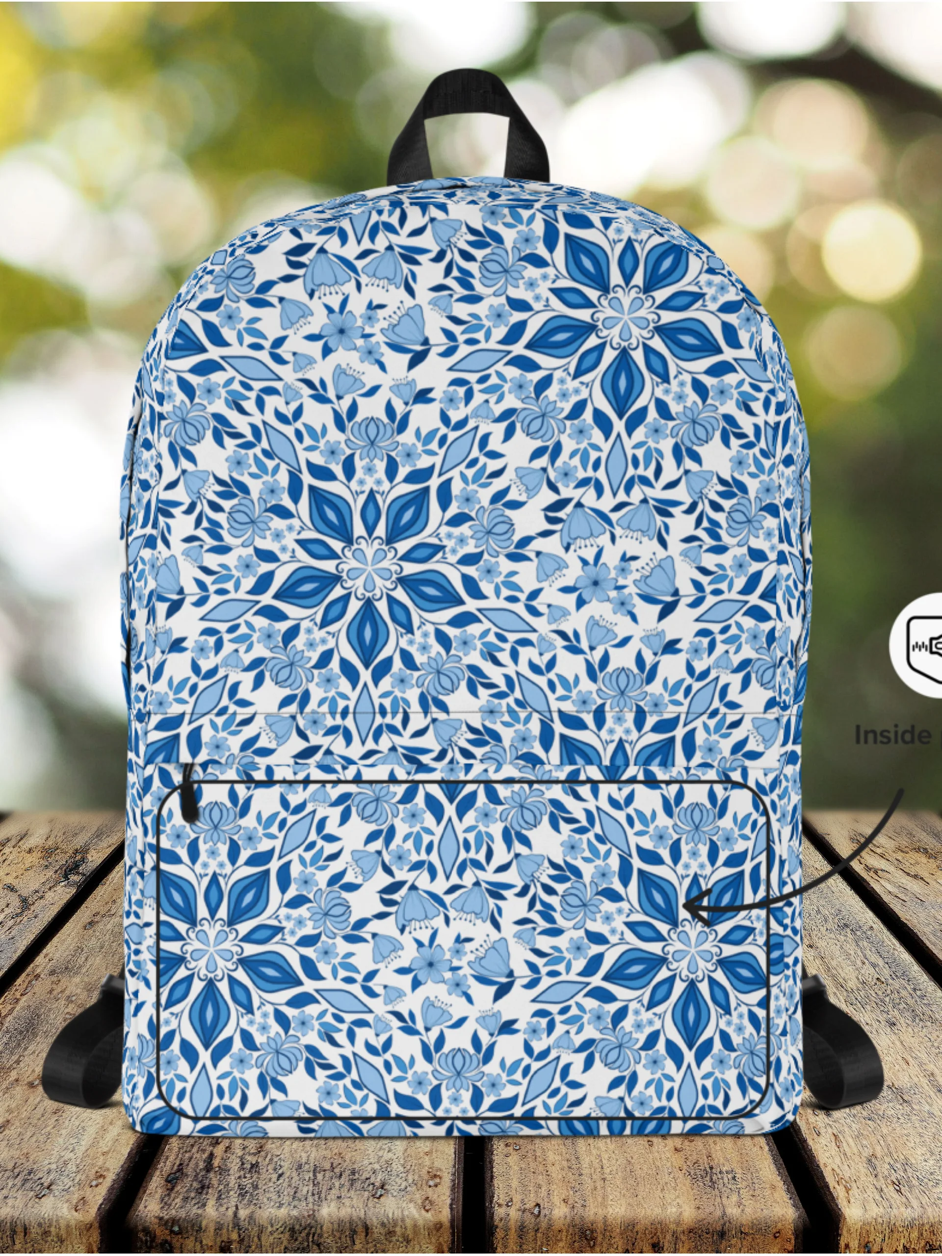 Blue Flower Kaleidoscope Backpack product image (1)