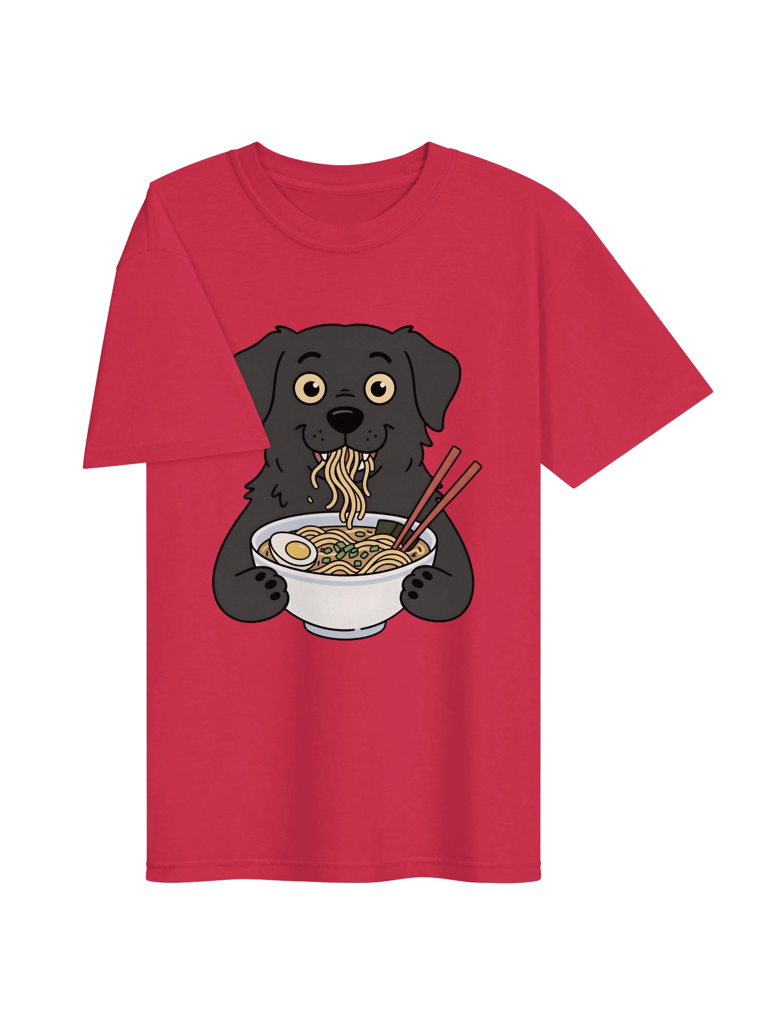 Cute Black Dog Eating Ramen Noodles T-Shirt product image (8)