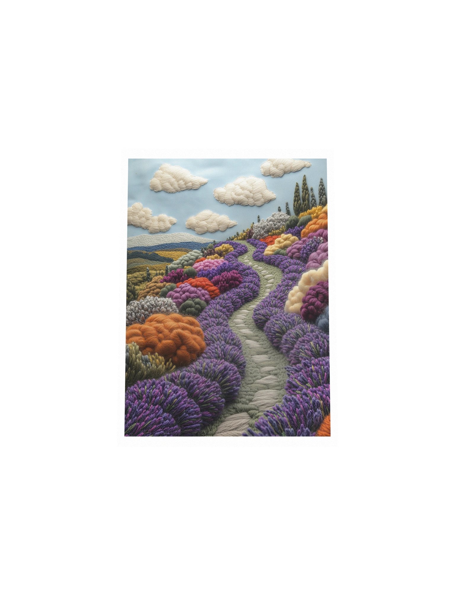 Where the Lavender Grows | Embroidery-Style Wall Art — Unframed Print product image (4)
