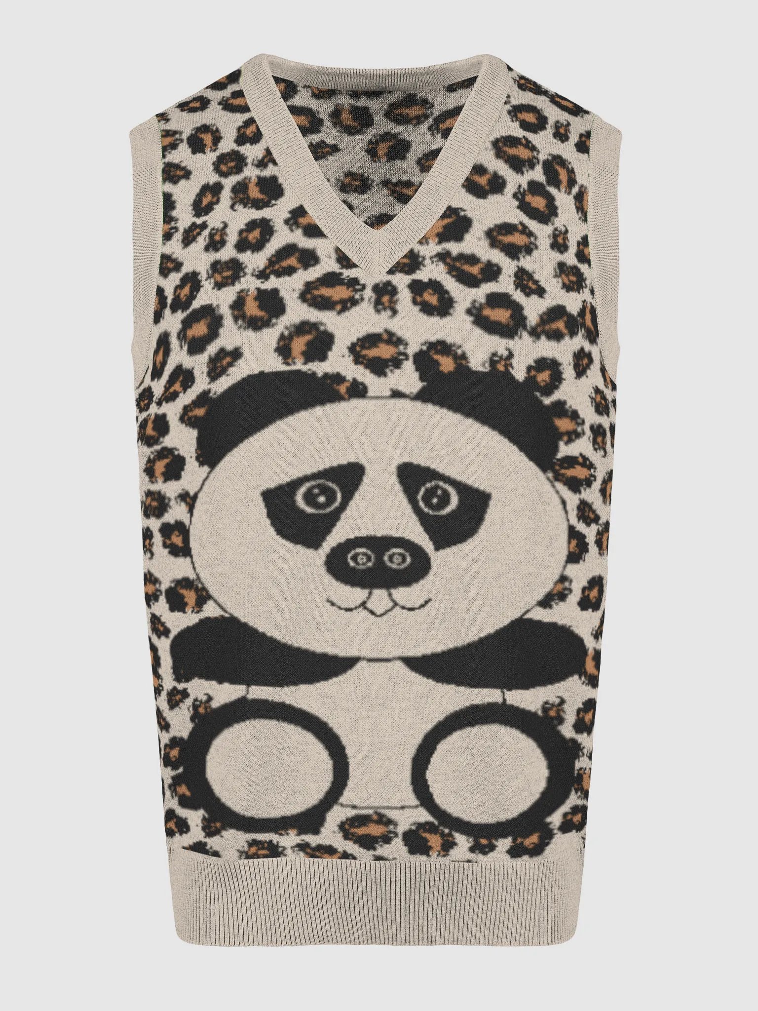 Leopard Print Panda V-Neck Vest product image (3)