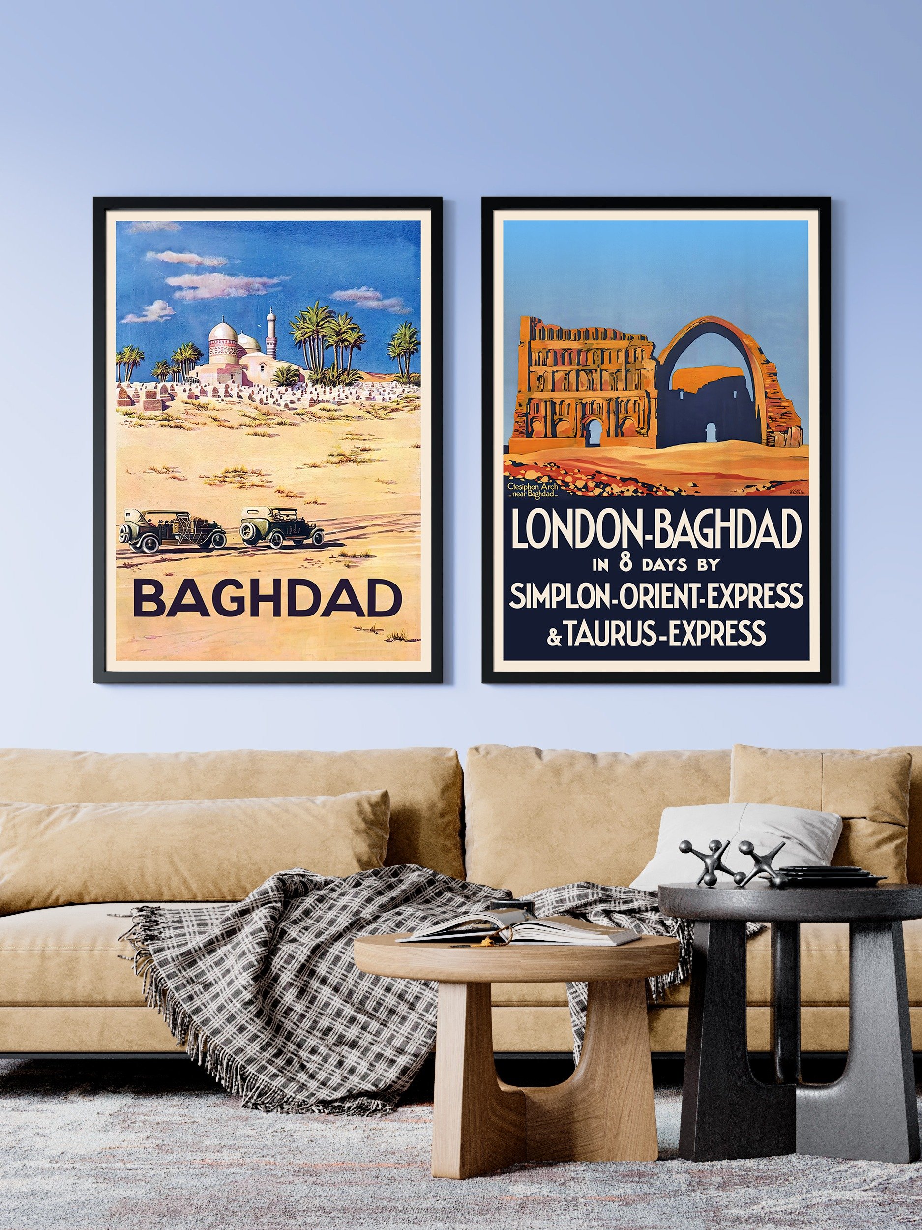 London, England - Baghdad, Iraq, Simplon Orient Express 1920s — retro travel poster, vintage travel art print, retro travel wall art product image (2)