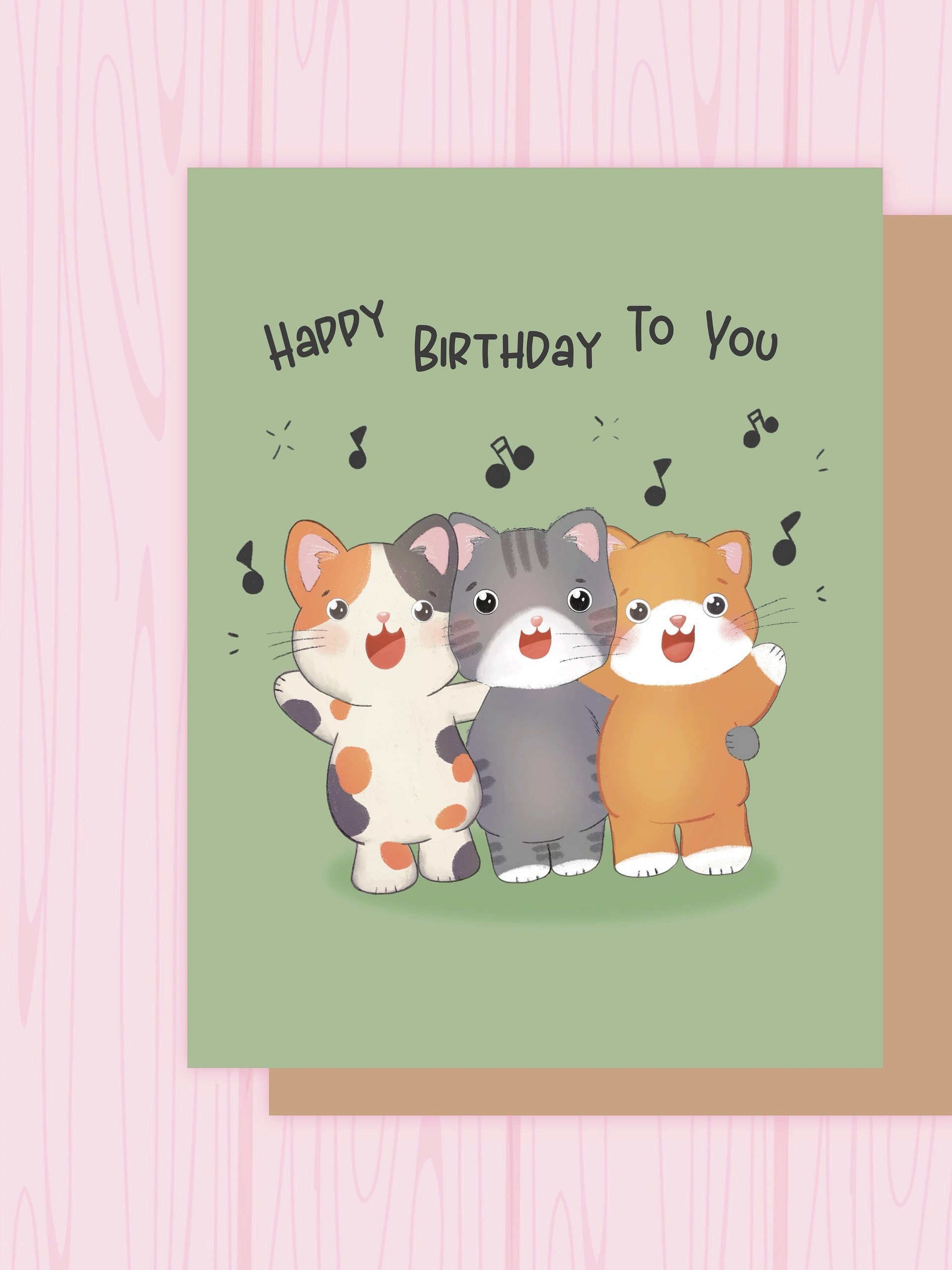 Singing Cat Trio Happy Birthday Card product image (2)
