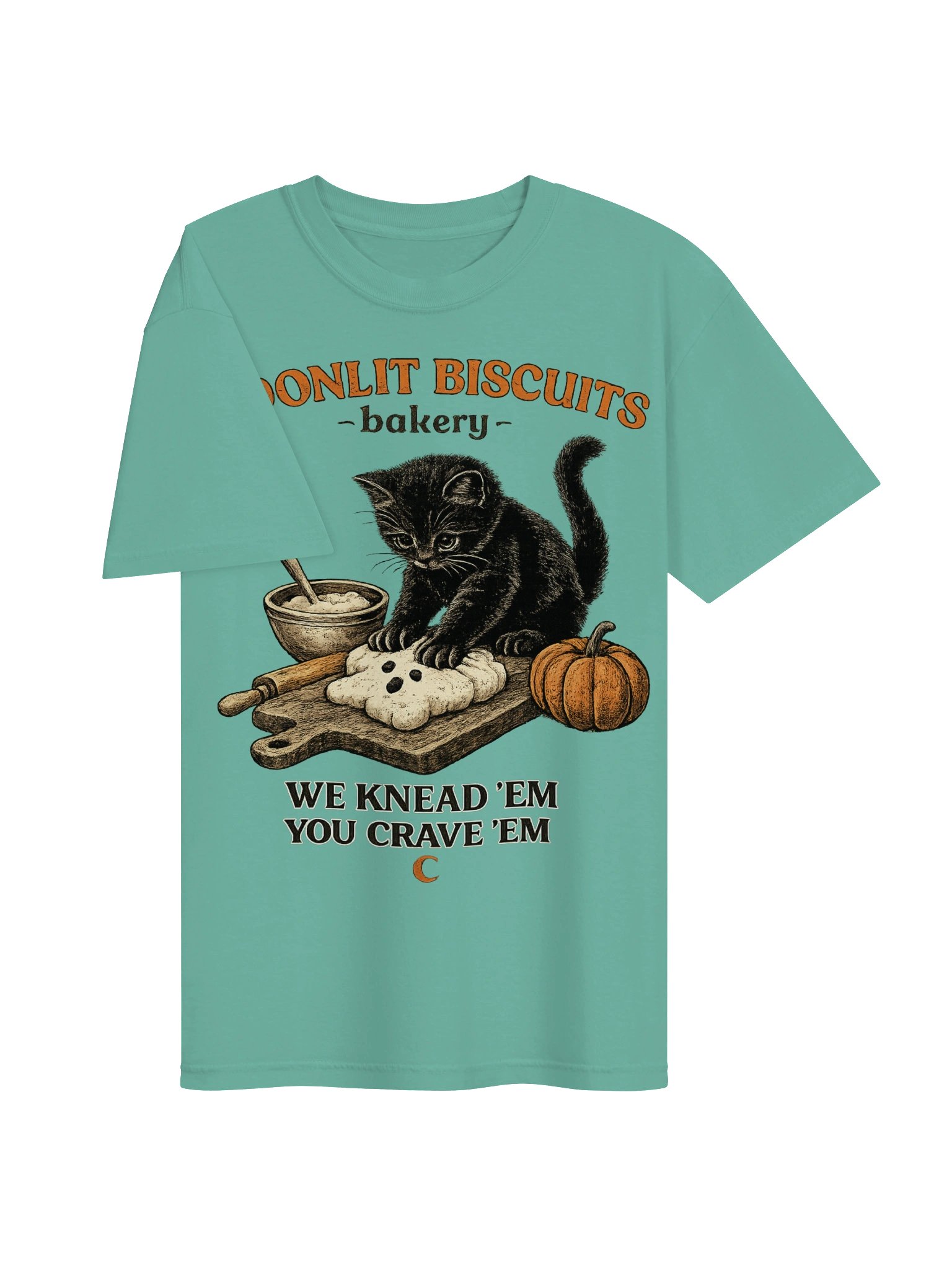 Moonlit Biscuits Cat Graphic Tee | Cozy Black Cat Bakery Shirt product image (3)