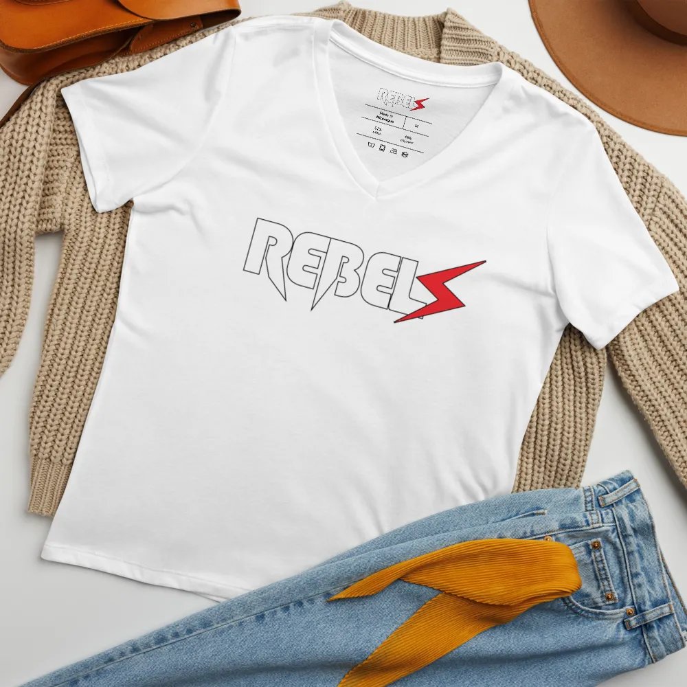 Woman's V Neck | White | White/Red product image (9)