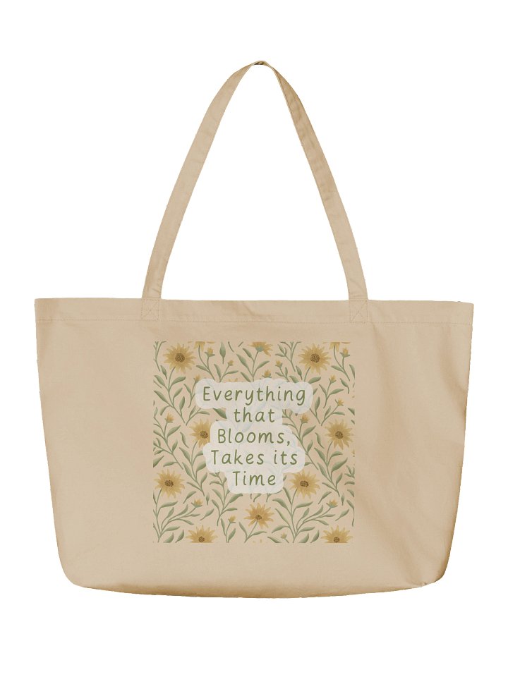 Organic cotton tote bag with golden field floral design. Inspirational quote in spanish & english product image (2)