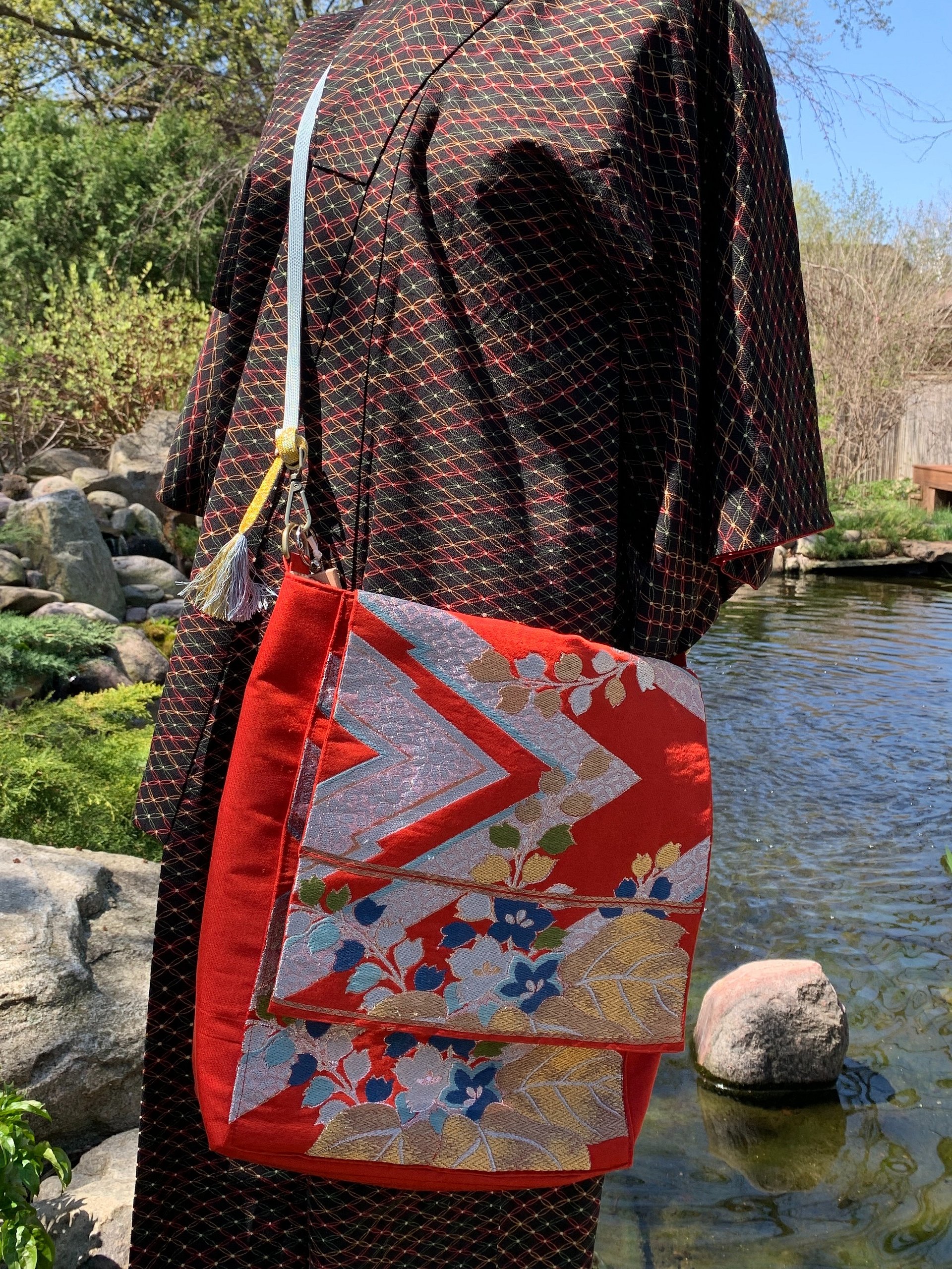Upcycled Japanese Obi Messenger Bag ~ Handmade with Vintage Japanese Kimono Textiles product image (1)