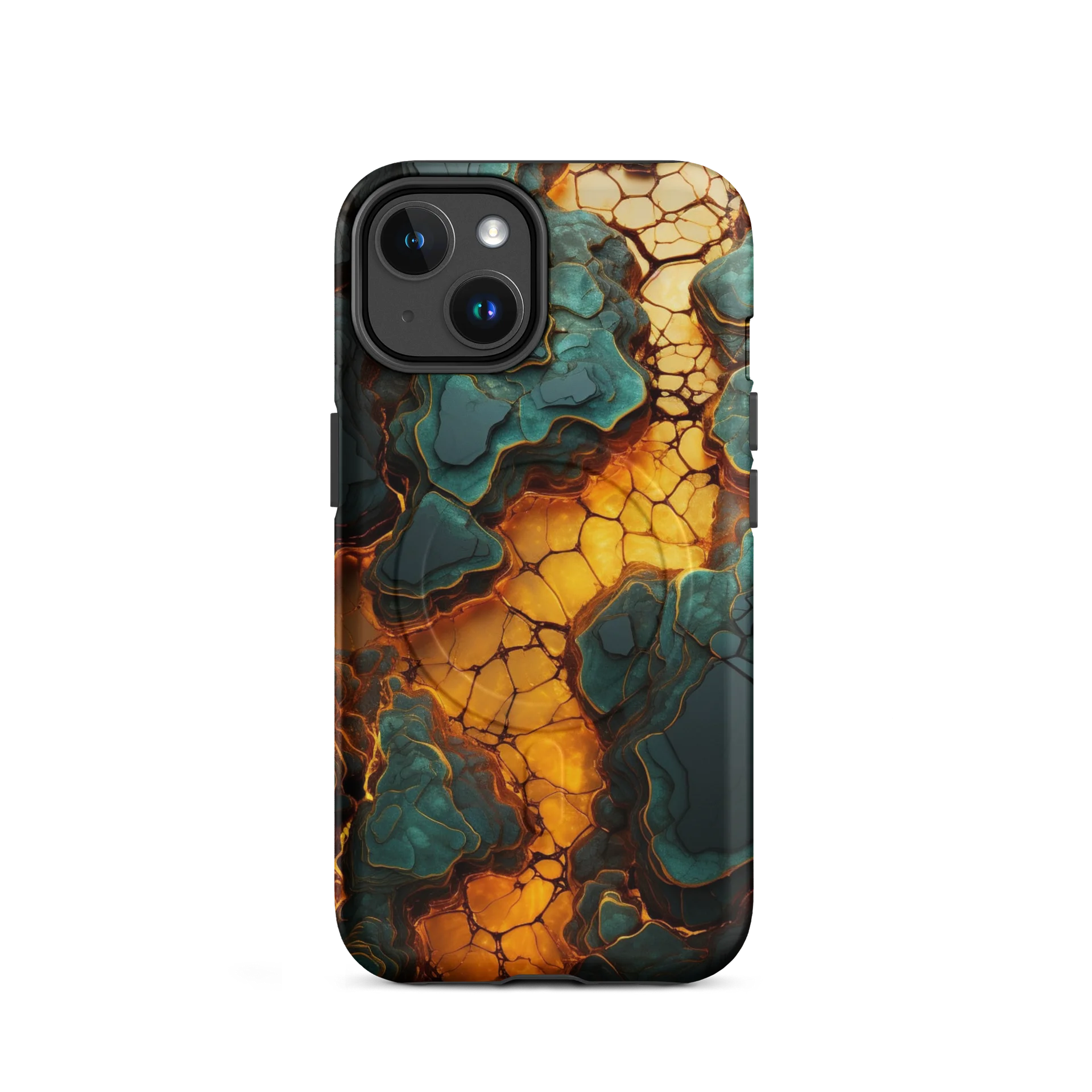 Molten Gold & Teal Stone - MagSafe Tough iPhone Case - Abstract Stone Design product image (2)