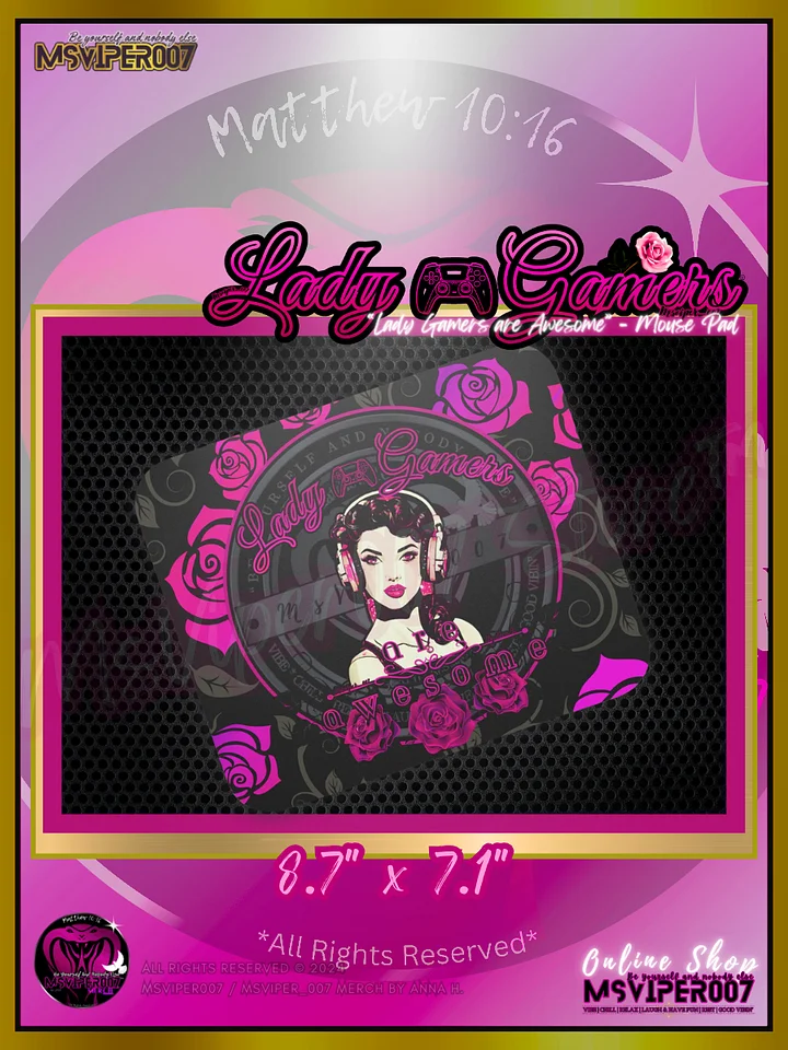 Computer Mouse Pad - MsViper007's "Lady Gamers Are Awesome™ [black/pink rose theme | V3]" Computer Mouse Pad product image (2)