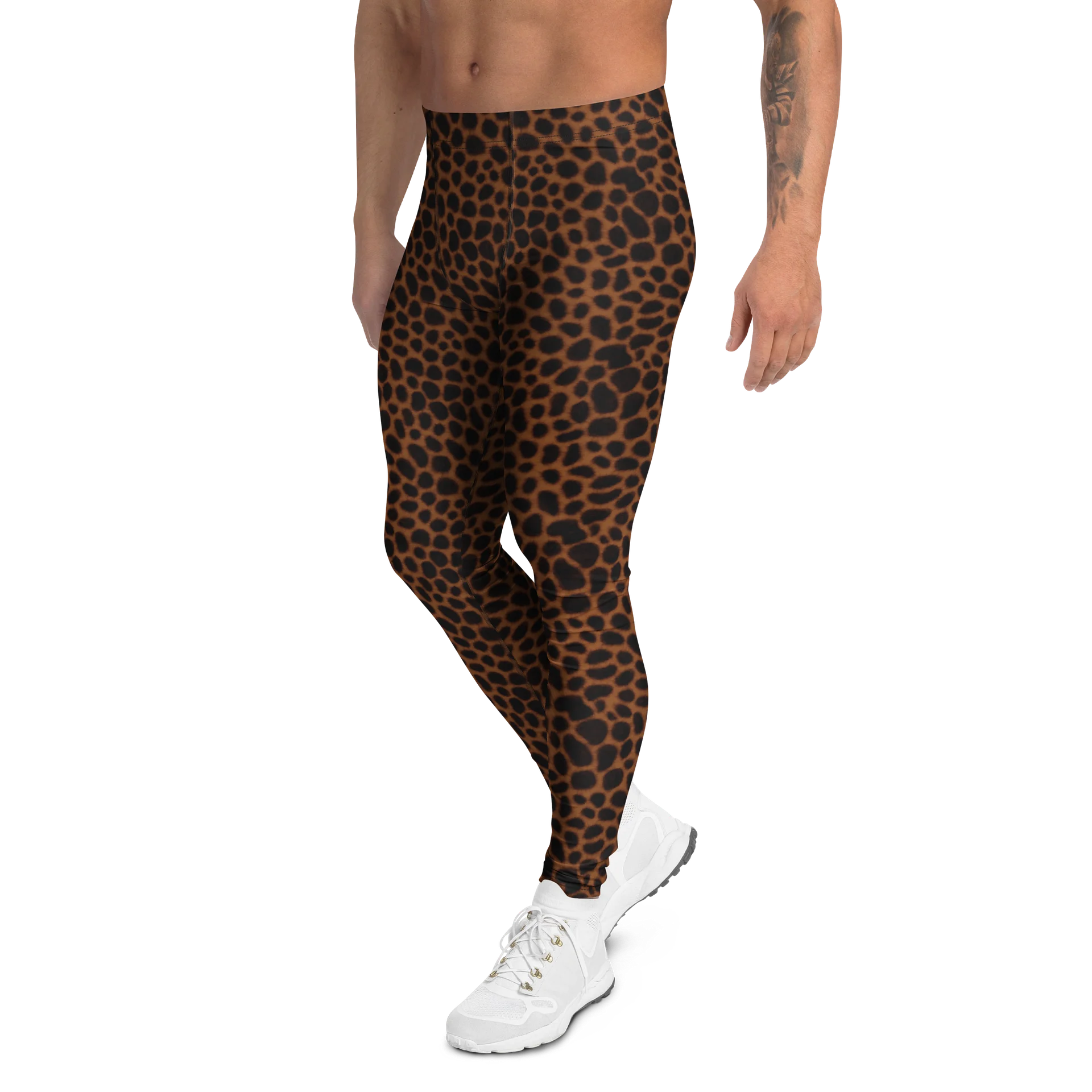 Watercolor Brown Leopard Print Men's Leggings product image (4)