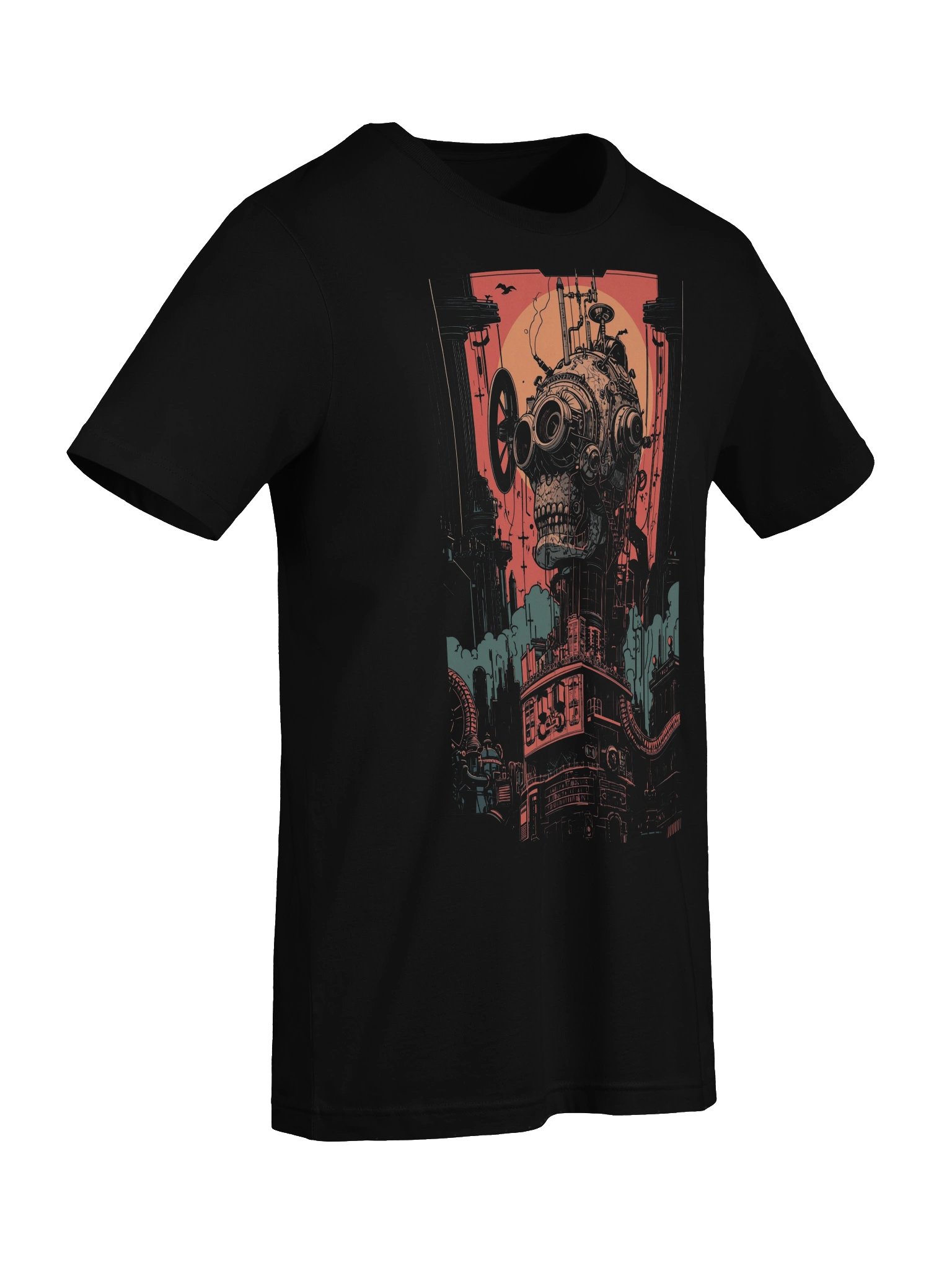 Mechanical Skull Cityscape Lightweight T-Shirt product image (2)