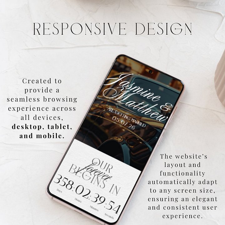 Old Money Wedding Website Template | Elegant Black Tie Digital Invite | Editable Canva Website | Wedding RSVP Online | Printable Invitation product image (2)