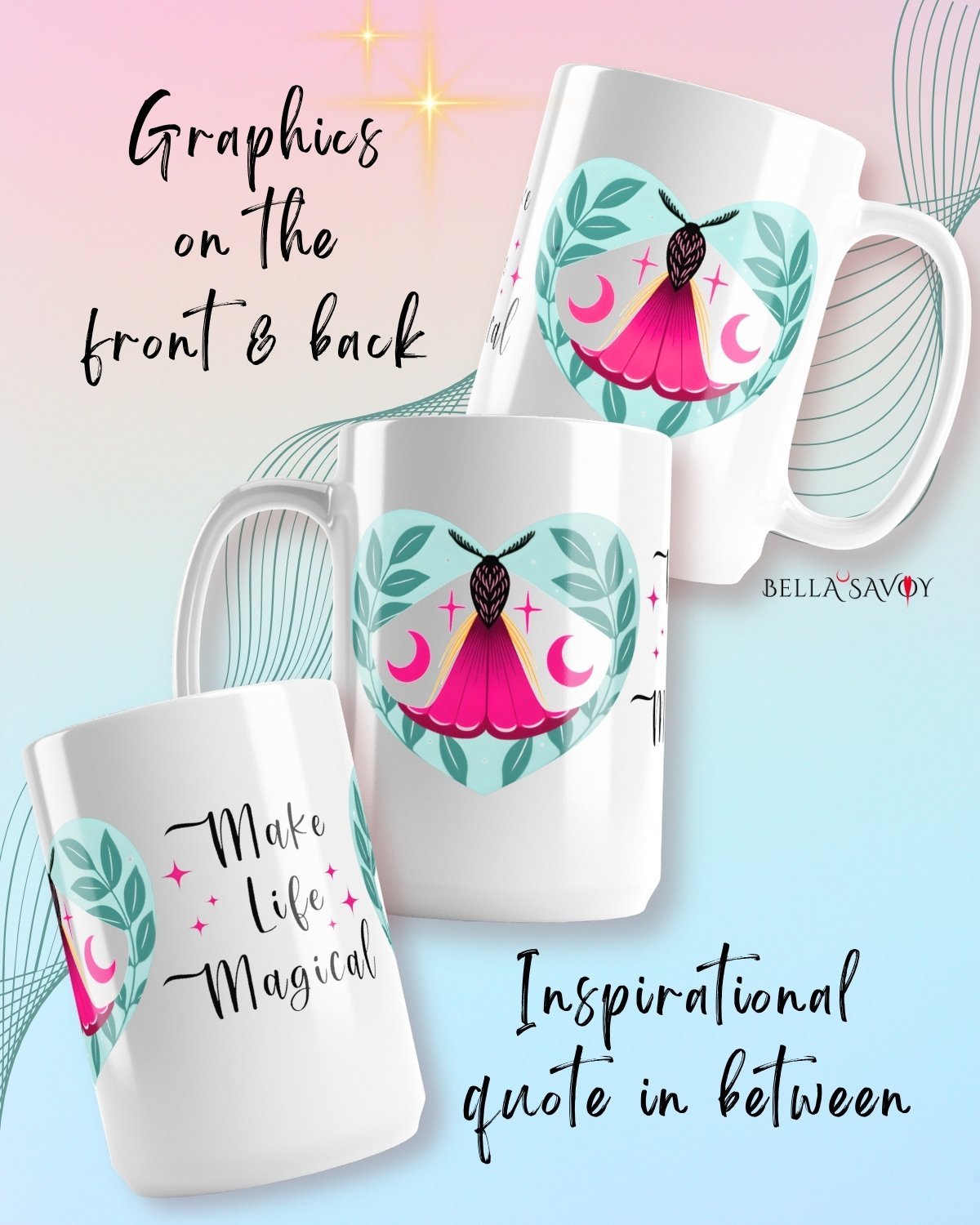 Make Life Magical Moth Ceramic Mug product image (3)