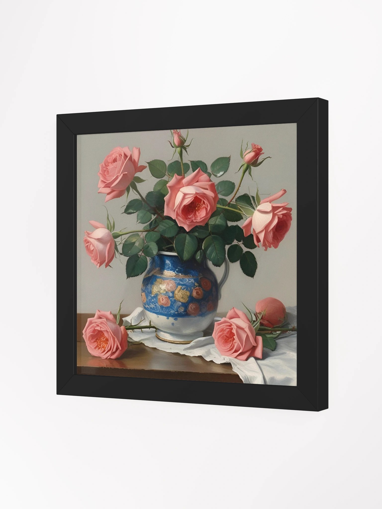 Pink Roses on Table Framed Premium Poster product image (10)