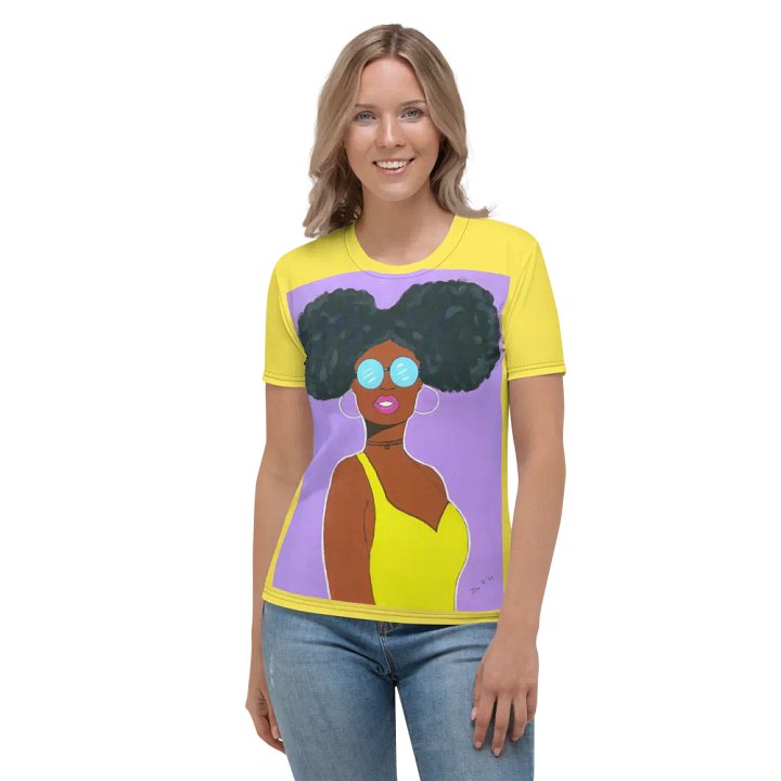 Afro American girl - (acrylic painting picture) - art by Dina R. Women's Crew Neck T-Shirt product image (1)