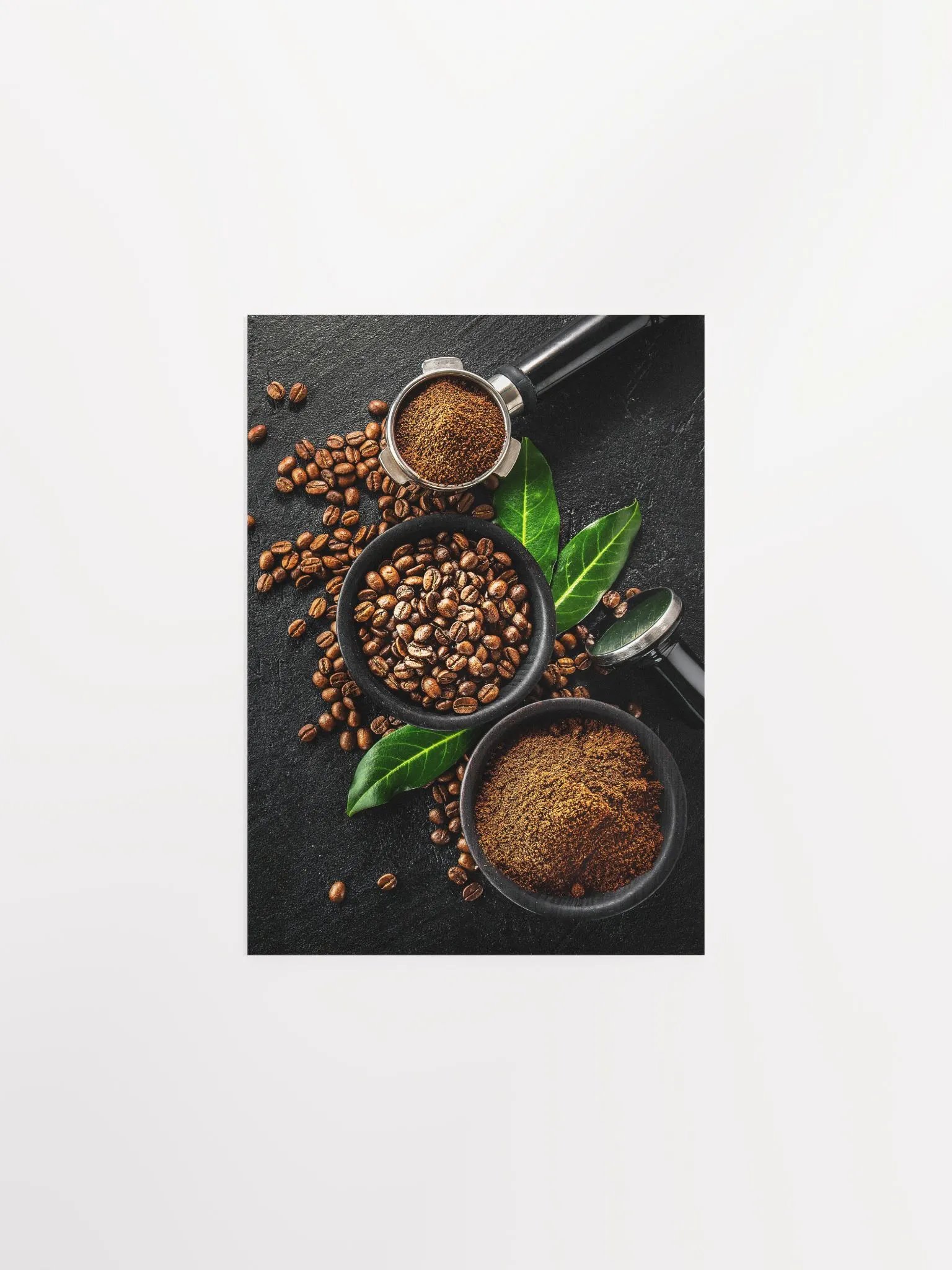Coffee cups and beans — Photo paper glossy poster. Kitchen decor, coffee poster, coffee print, coffee photo, kitchen wall art product image (6)